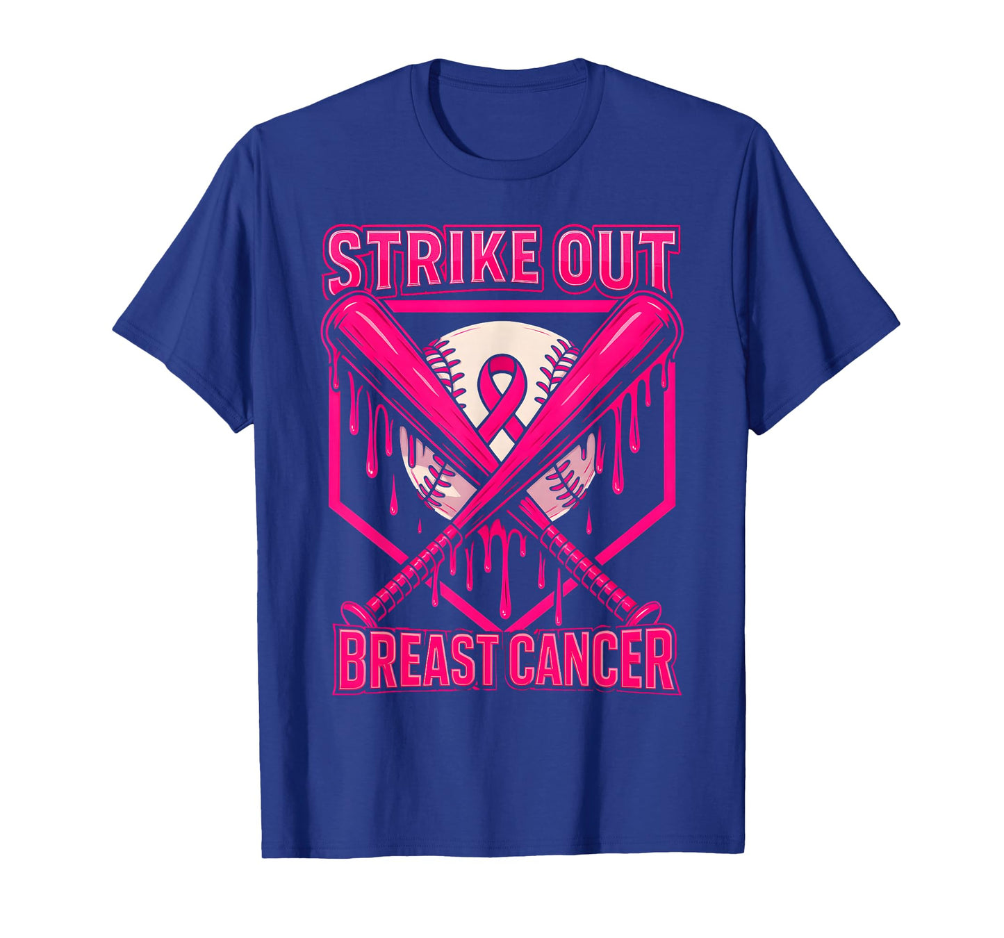 Strike Out Breast Cancer Baseball Ice Cream Drip T-Shirt