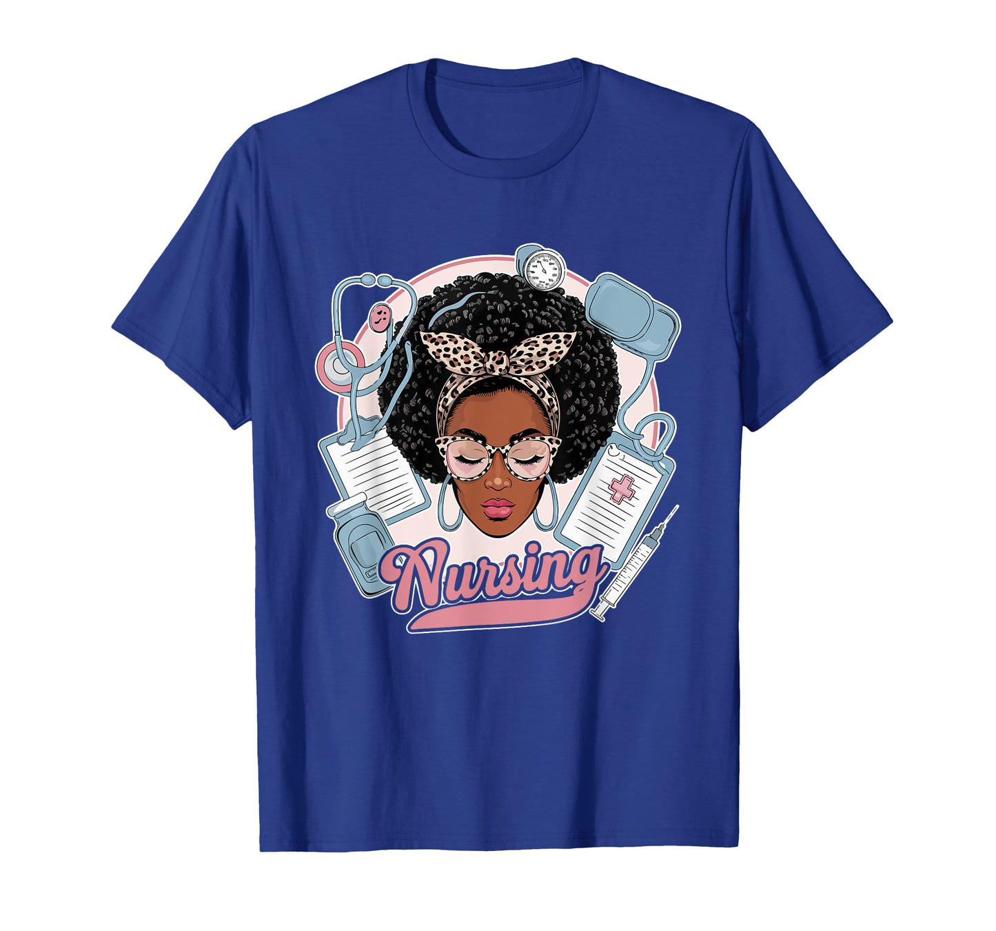 Black Strong Nurse Afro Girl Melanin African American Wowen T-Shirt