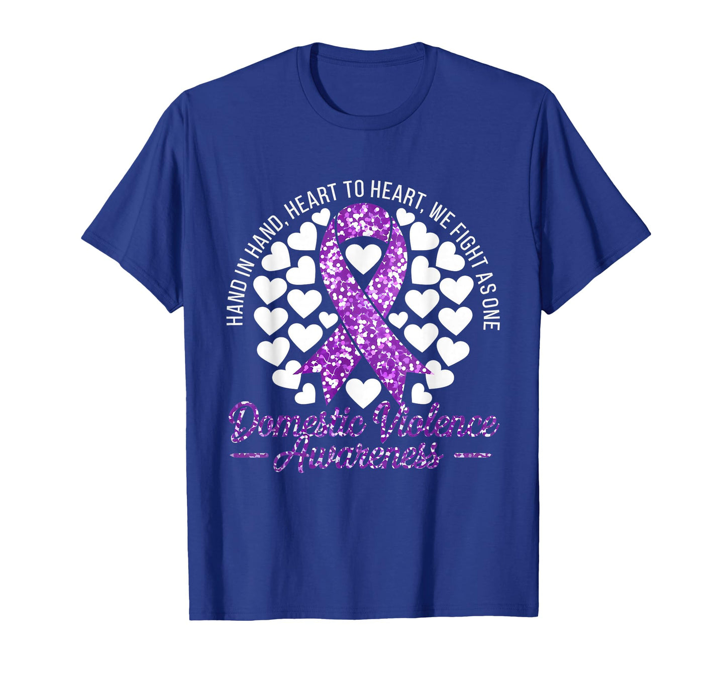 Domestic Violence Awareness We Fight As One Purple Ribbon T-Shirt
