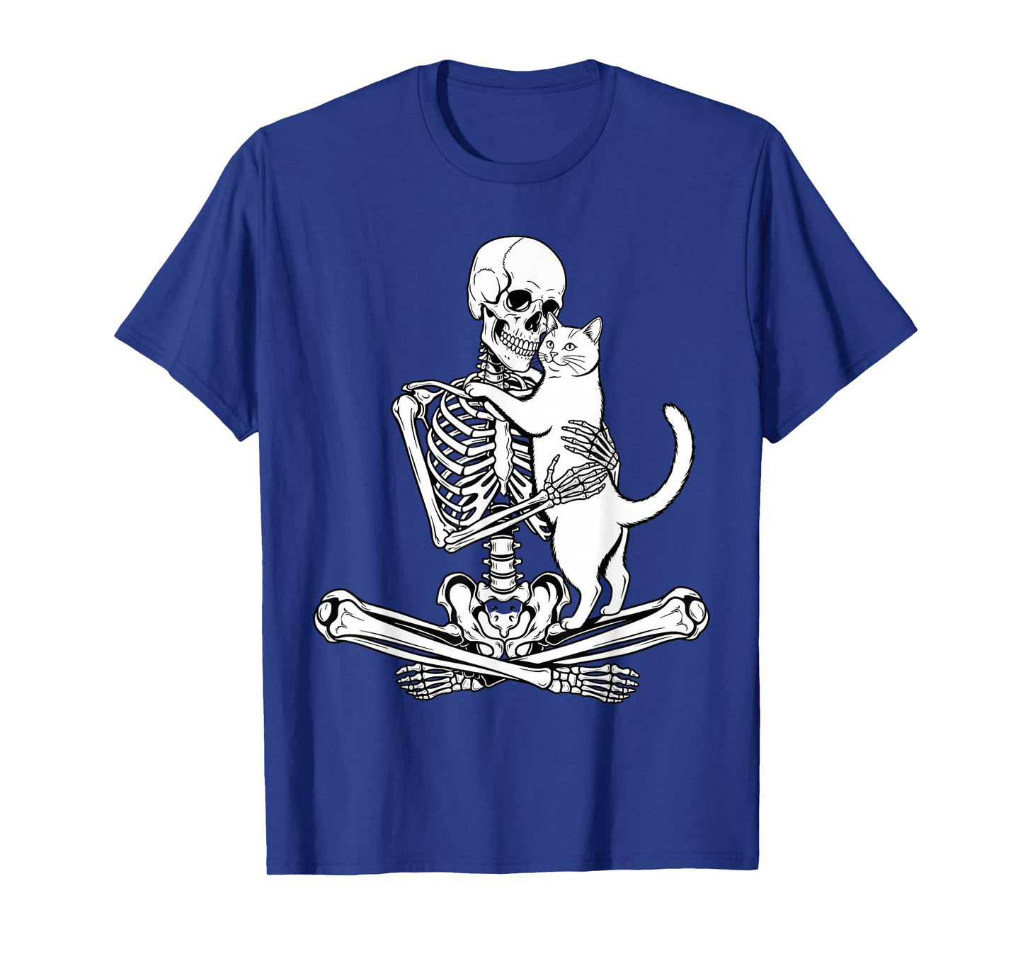 Skeleton Hugging Cat Halloween Cat Lover Spooky Skeleton T-Shirt