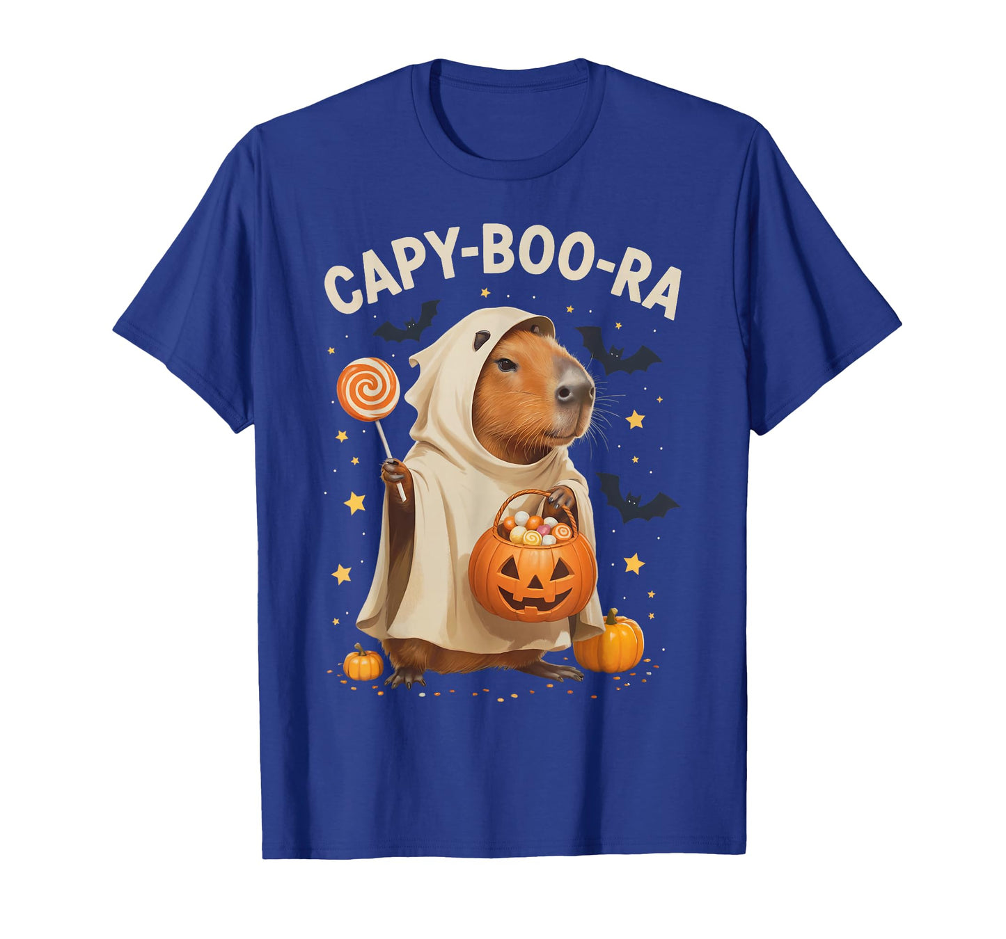 Funny Capybara Ghost Witch Pumpkin Spooky Capybara Halloween T-Shirt