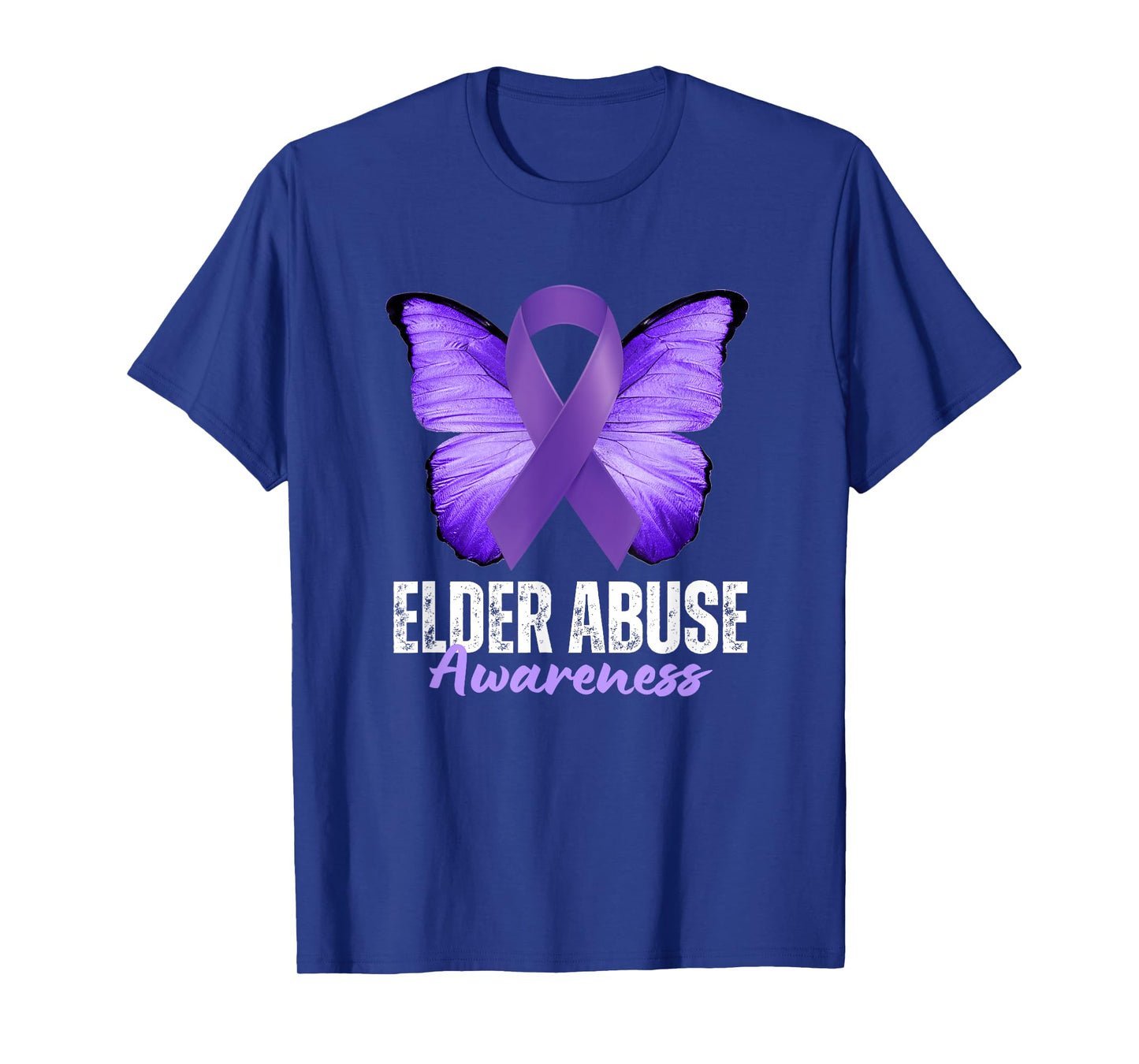 Elder Abuse Awareness Month Purple Butterfly Ribbon T-Shirt