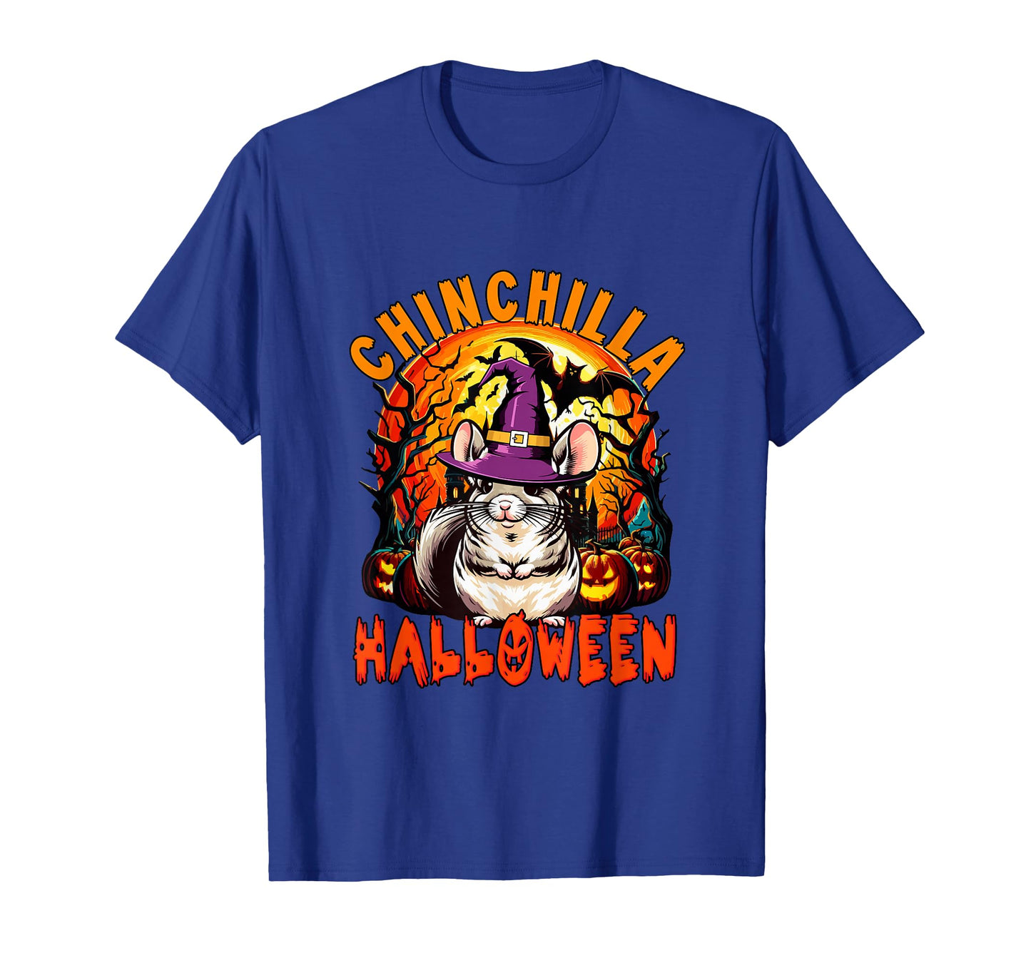 Chinchilla Halloween Cosplay Witch Horror Carved Pumpkins T-Shirt