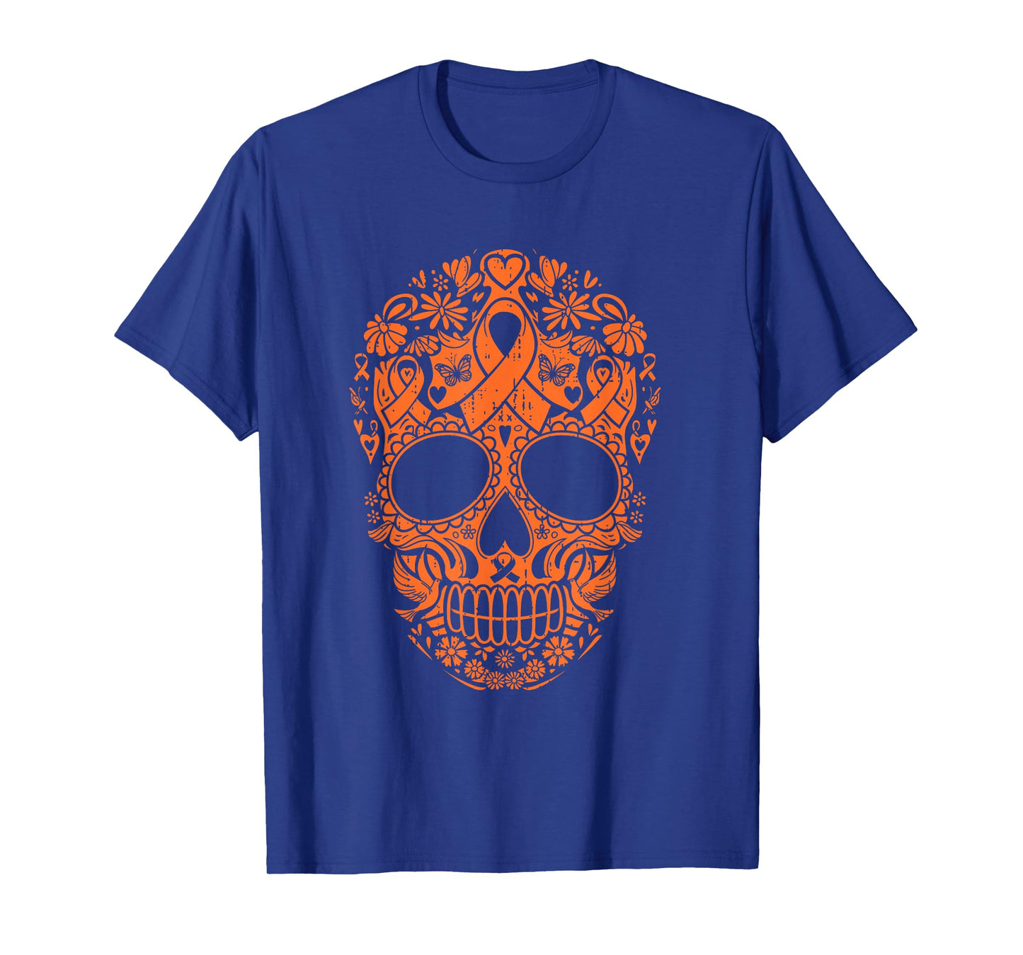 Skull Multiple Sclerosis Awareness MS Awareness Orange T-Shirt
