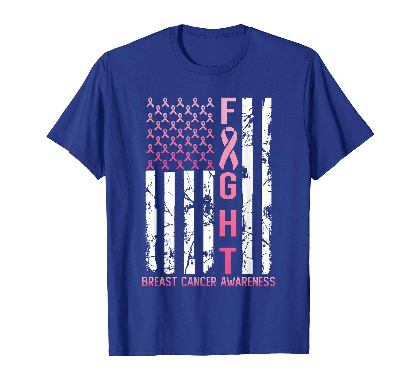 USA Pink Flag Breast Cancer Awareness Month October T-Shirt