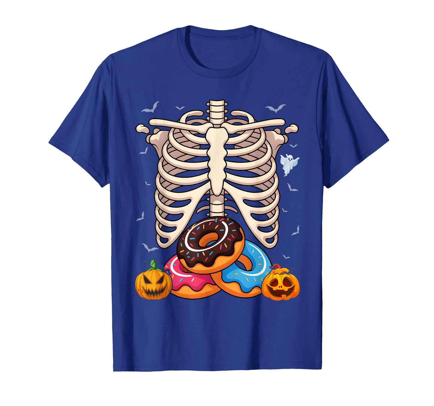 Skeleton Donuts Rib Cage Funny Halloween Costume Cosplay T-Shirt
