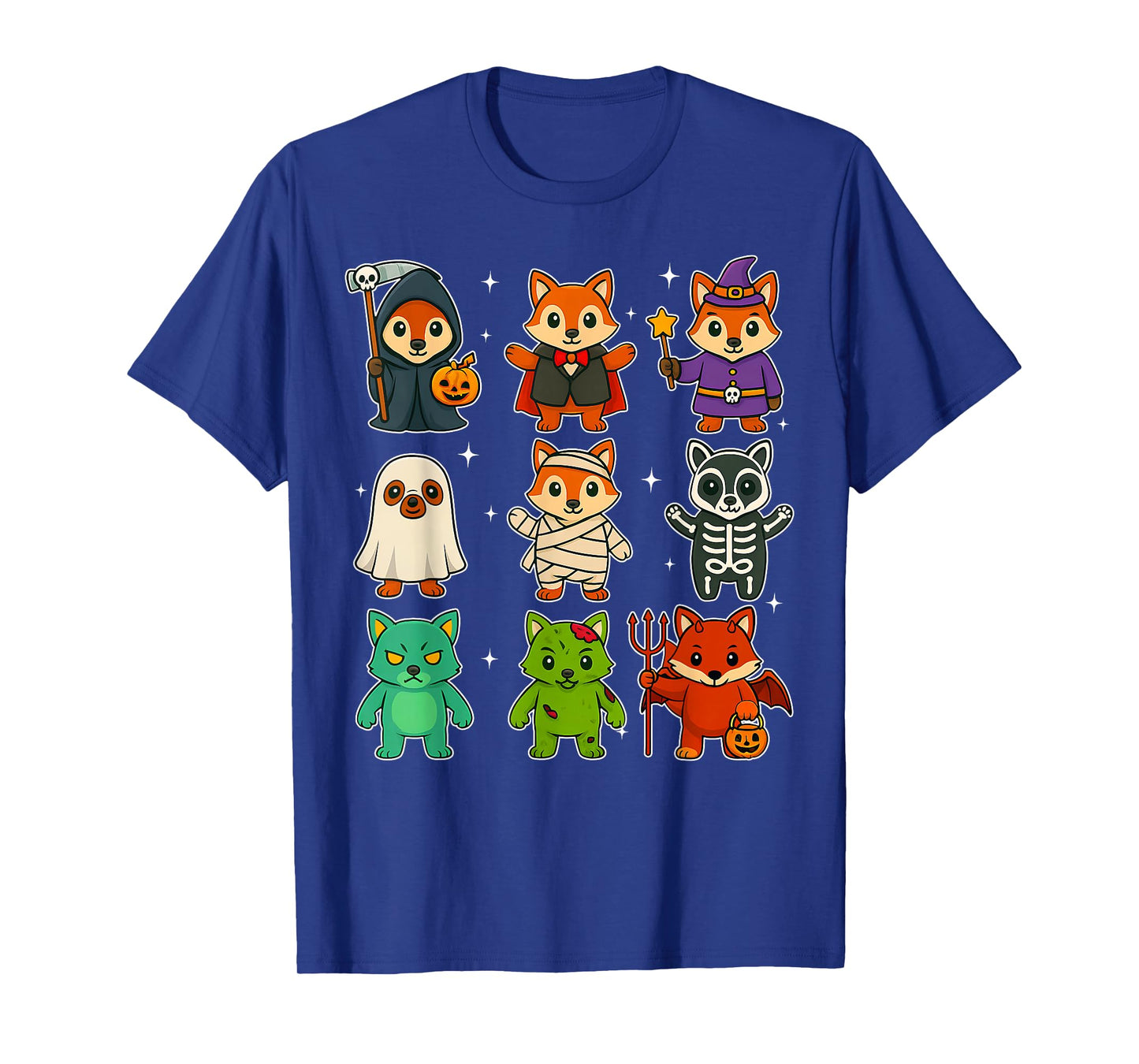 Cute Red Pandas Witch Pumpkin Skeleton Costume Halloween Day T-Shirt
