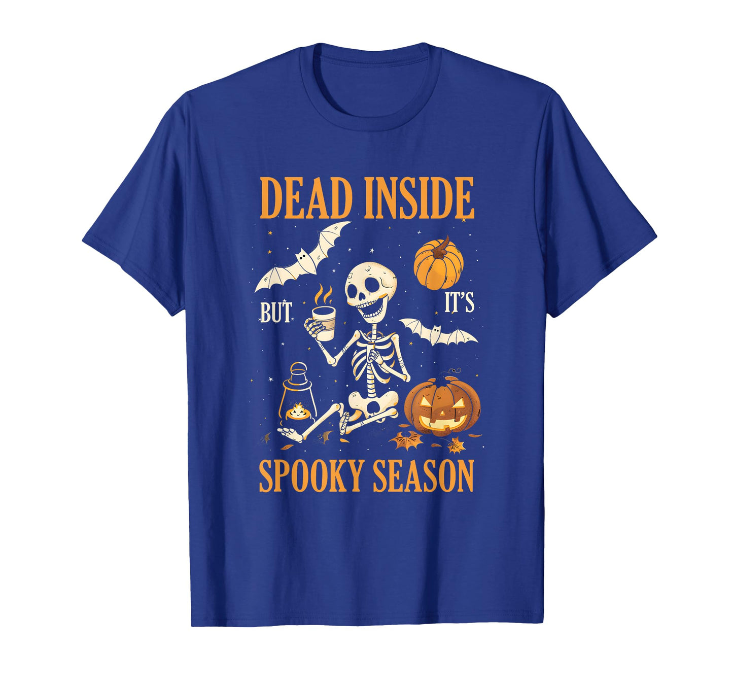 Dead-Inside But Its Spooky Season Spooky Skeleton Bats T-Shirt
