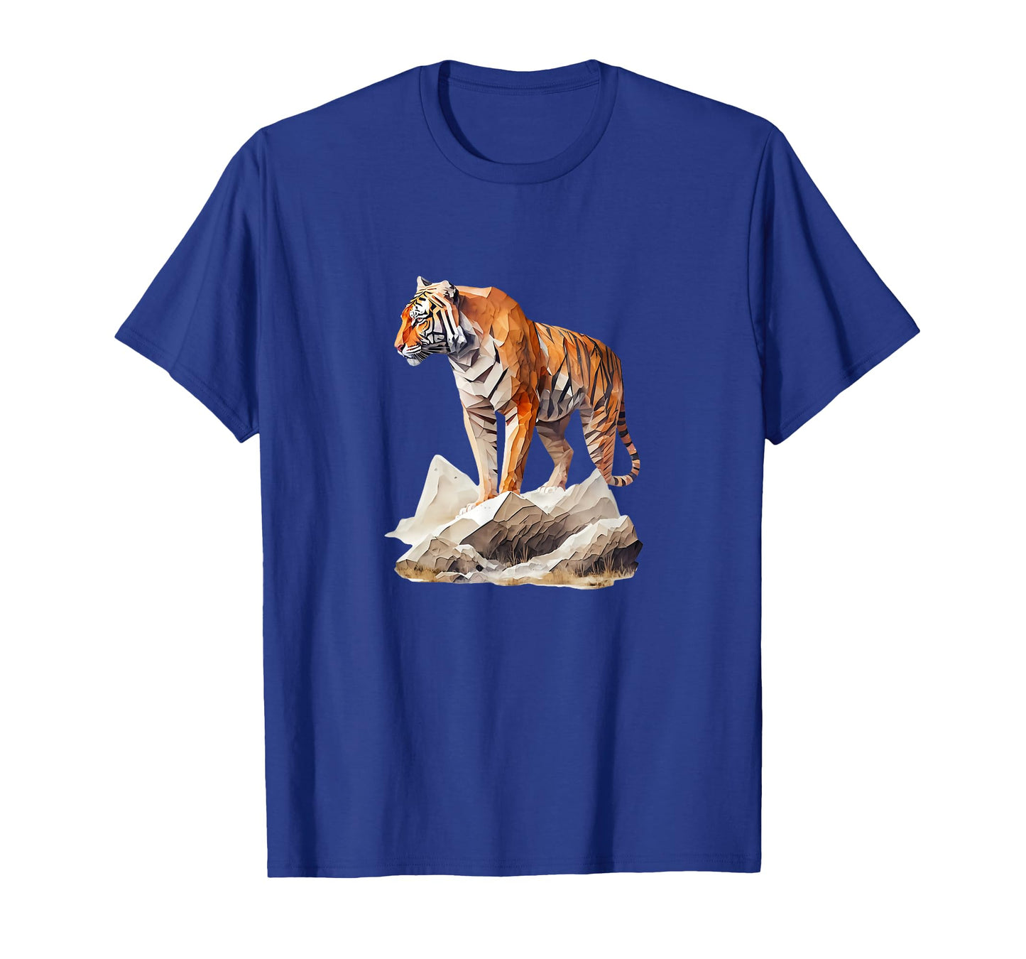 Majestic Tiger on Rocks Polygon Poly Art Tiger Lovers T-Shirt