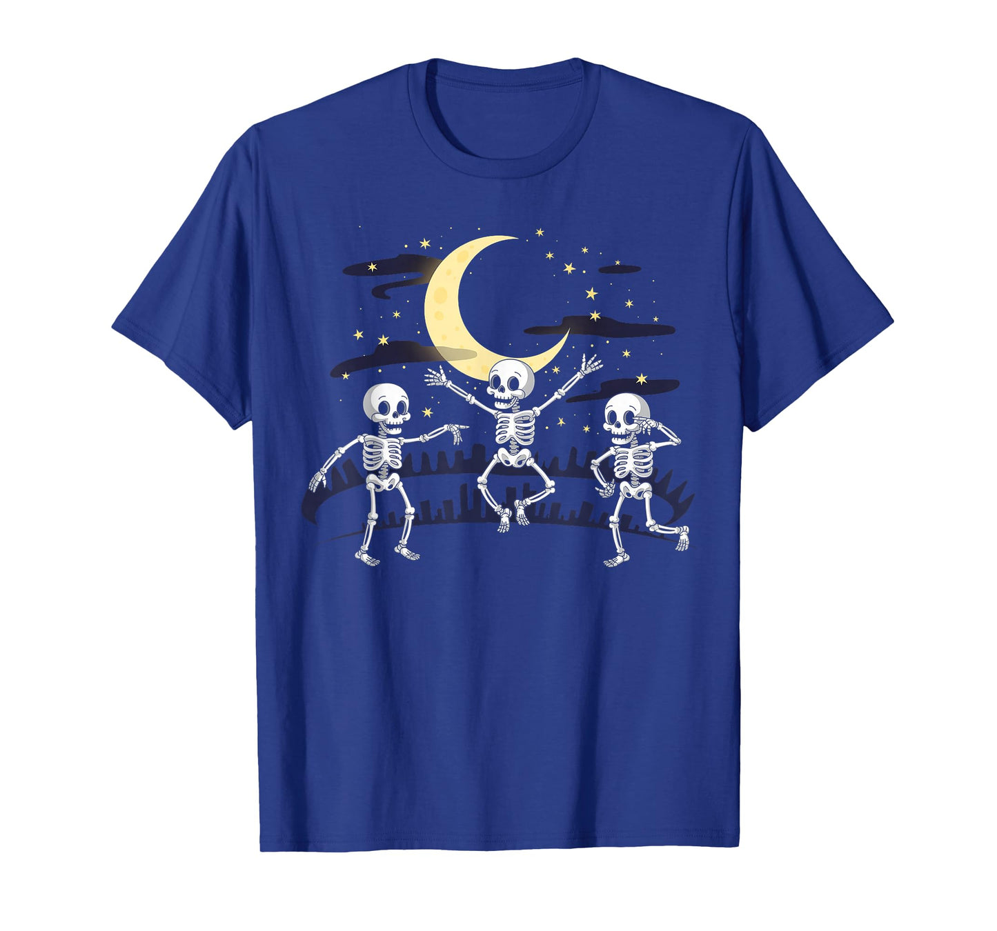 Three Spooky Skeletons Dancing Moonlight T-Shirt
