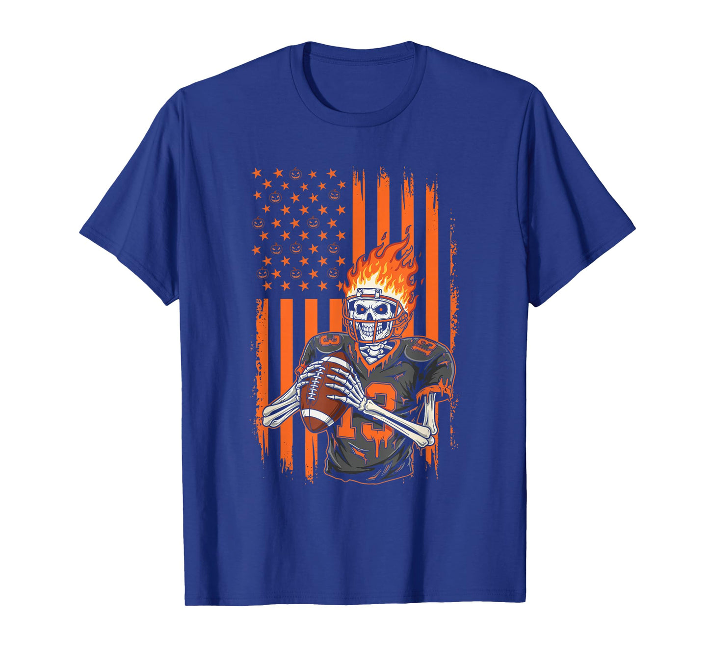 Skeleton Football Player Spooky Halloween Sports Outfit T-Shirt