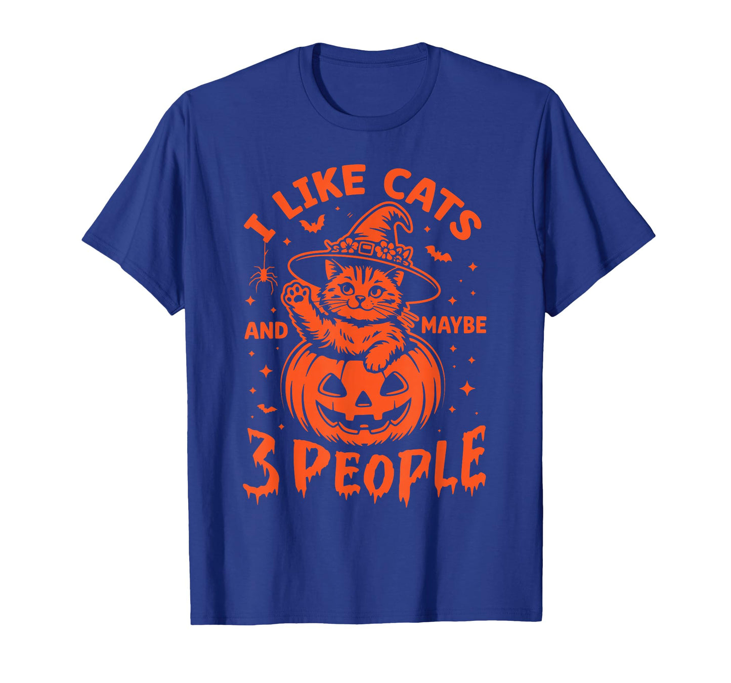 I Like Cats and Maybe 3 People, Cat Witch Halloween Pumpkin T-Shirt