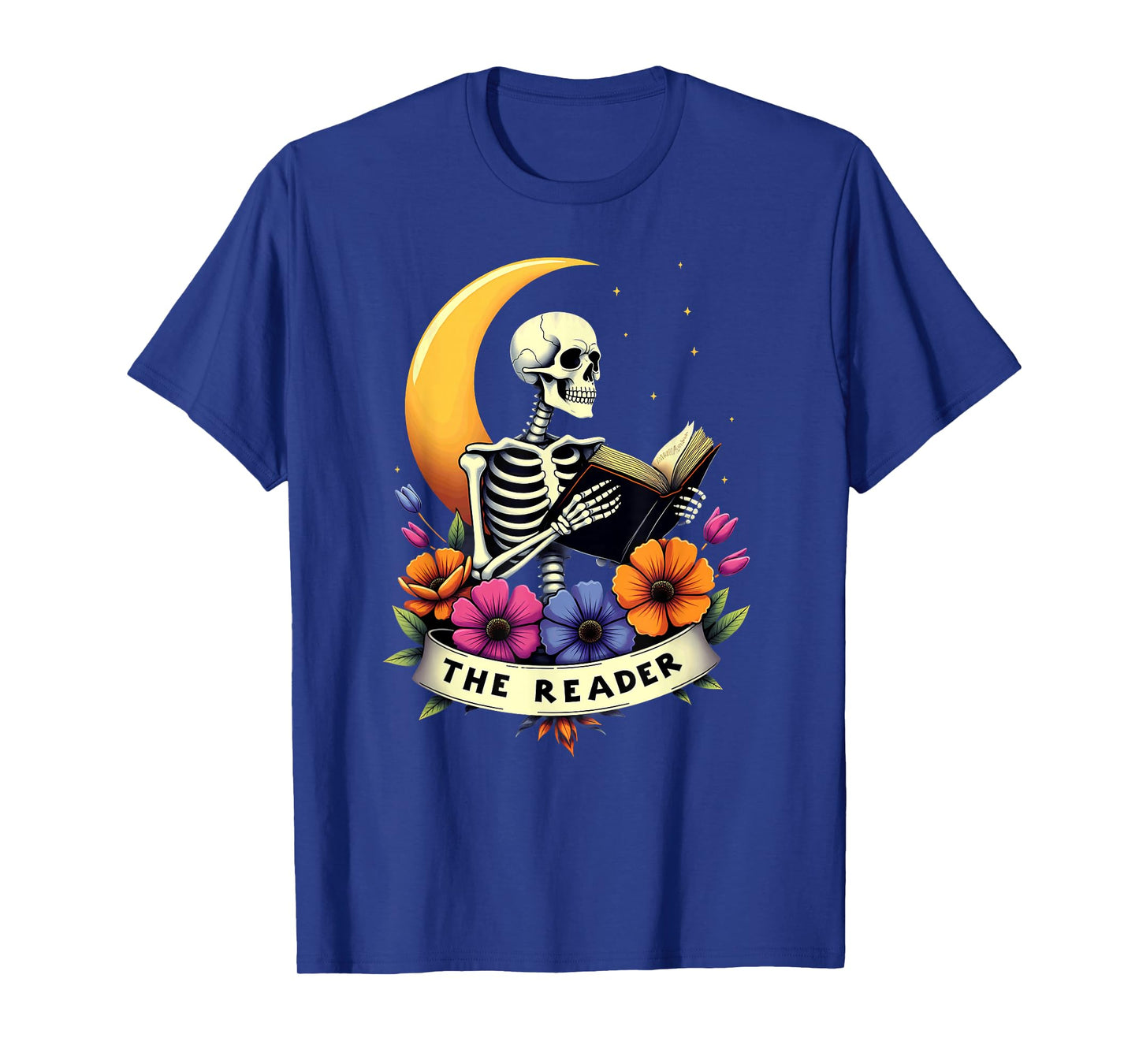 Tarot Card Skeleton Reading Book Librarian The Reader T-Shirt