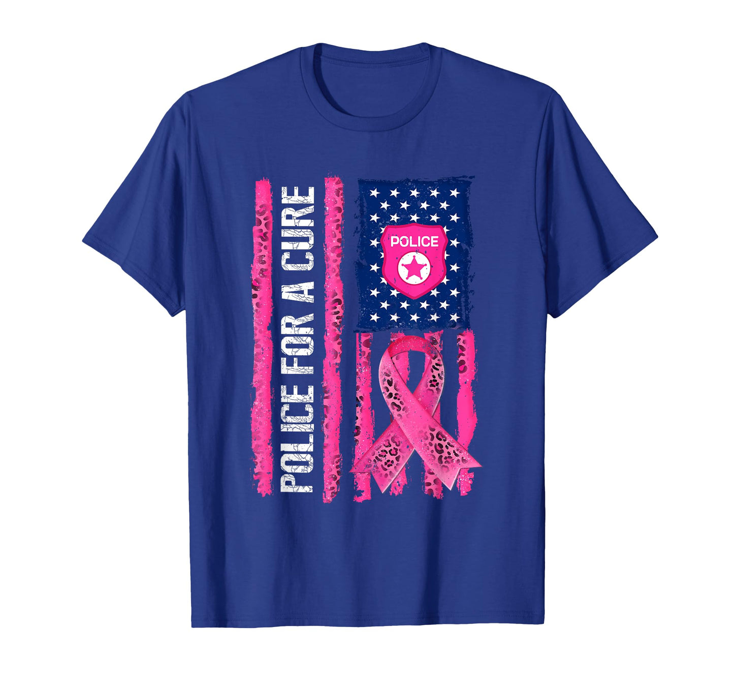 Police for A Cure American Flag Breast Cancer Awareness T-Shirt