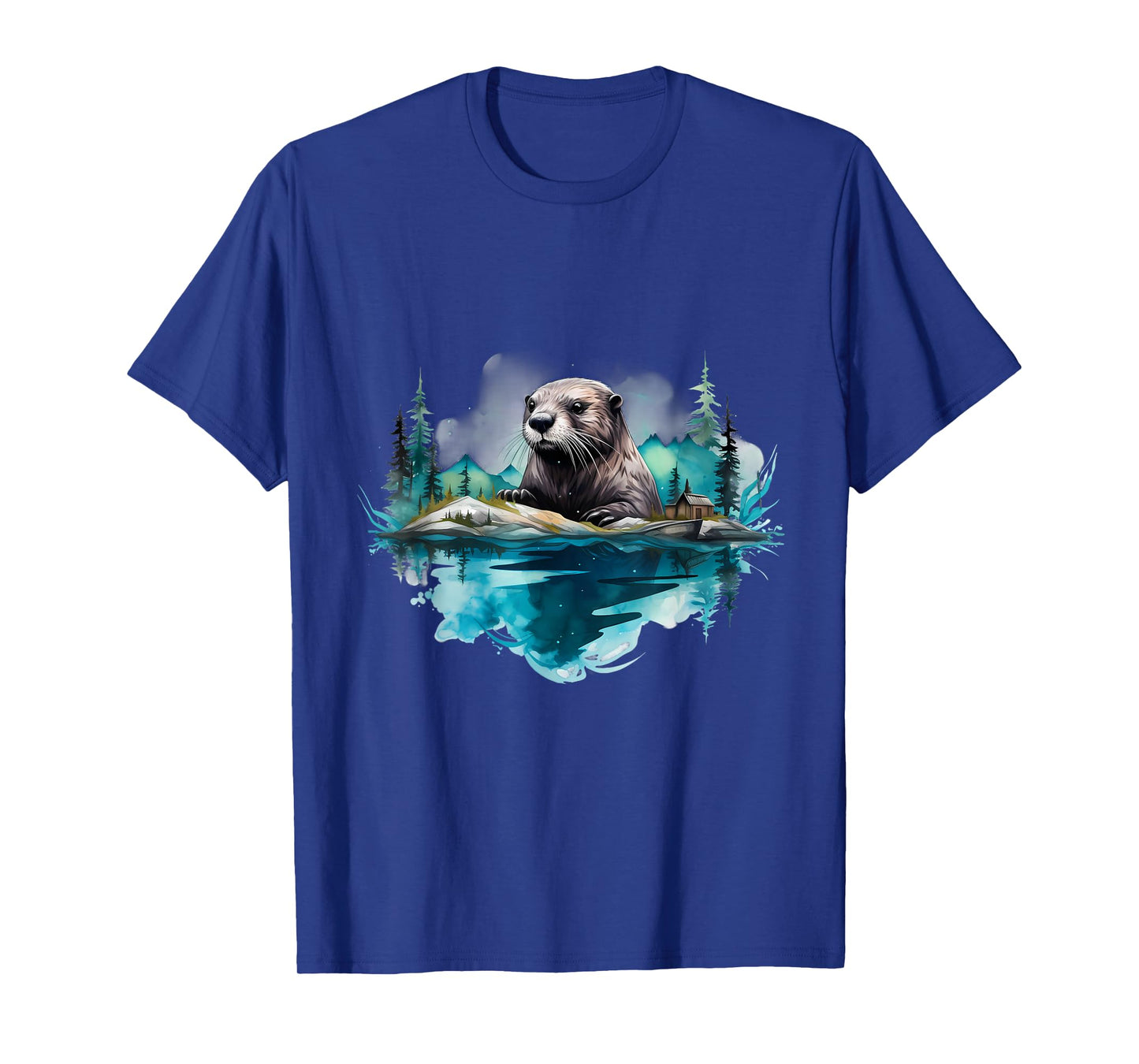 Otter Landscape Wildlife Nature Forest Artwork Motif T-Shirt