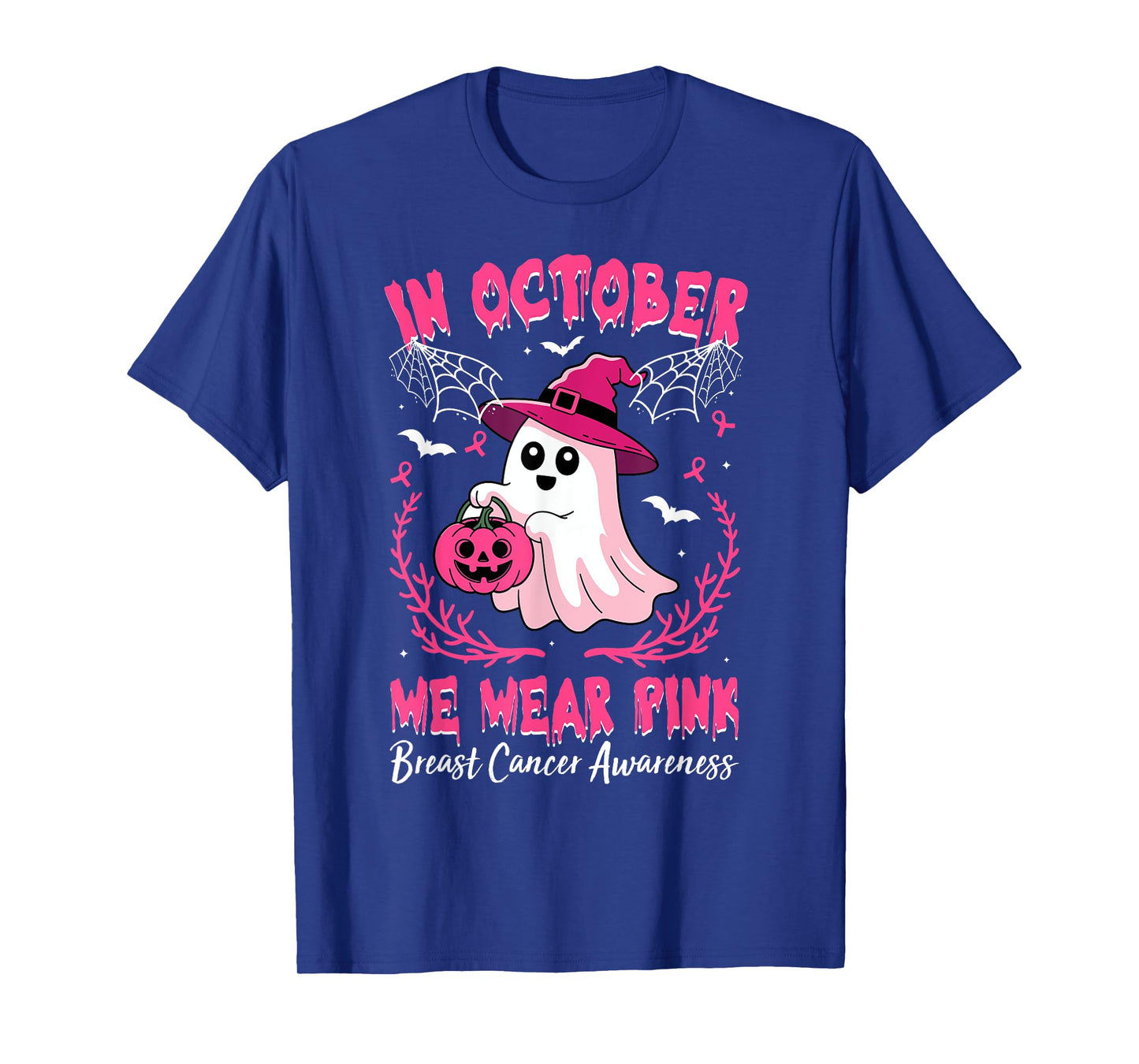 in October We Wear Pink Breast Cancer Awareness Halloween T-Shirt