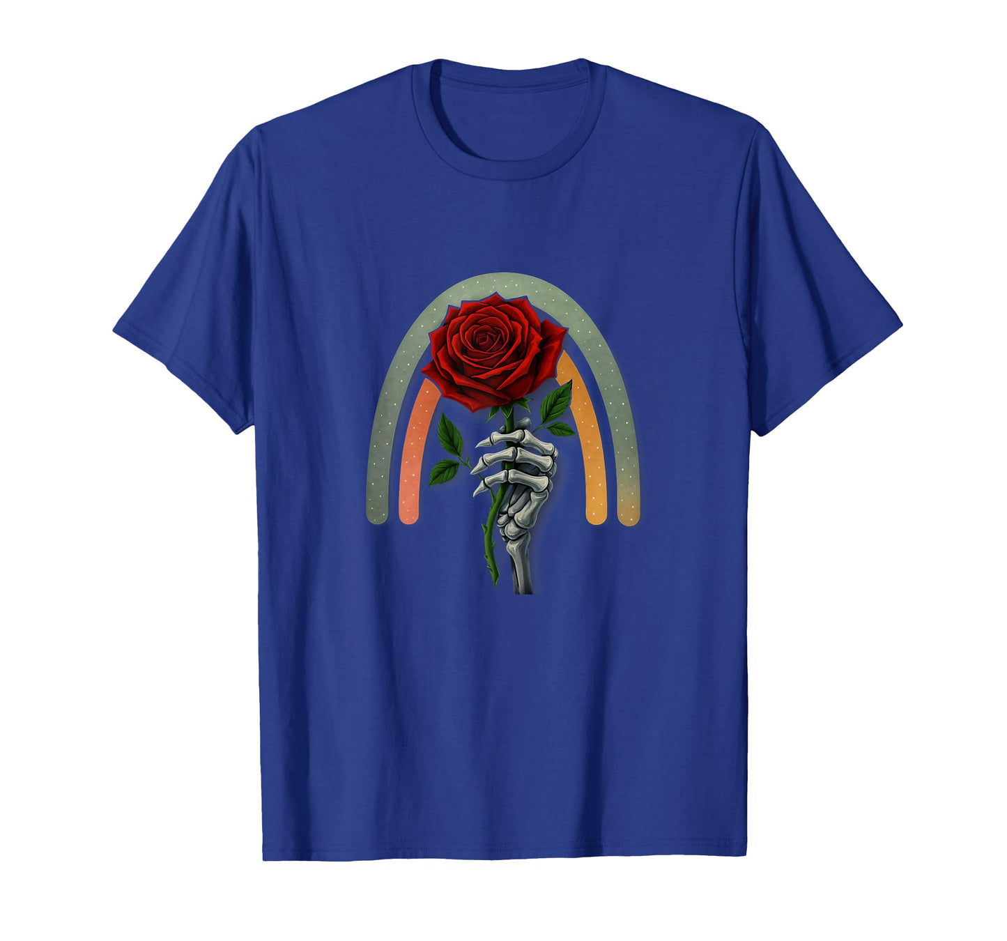 Skeleton Hand Holding Red Rose Stem Flower Graphic for Women T-Shirt