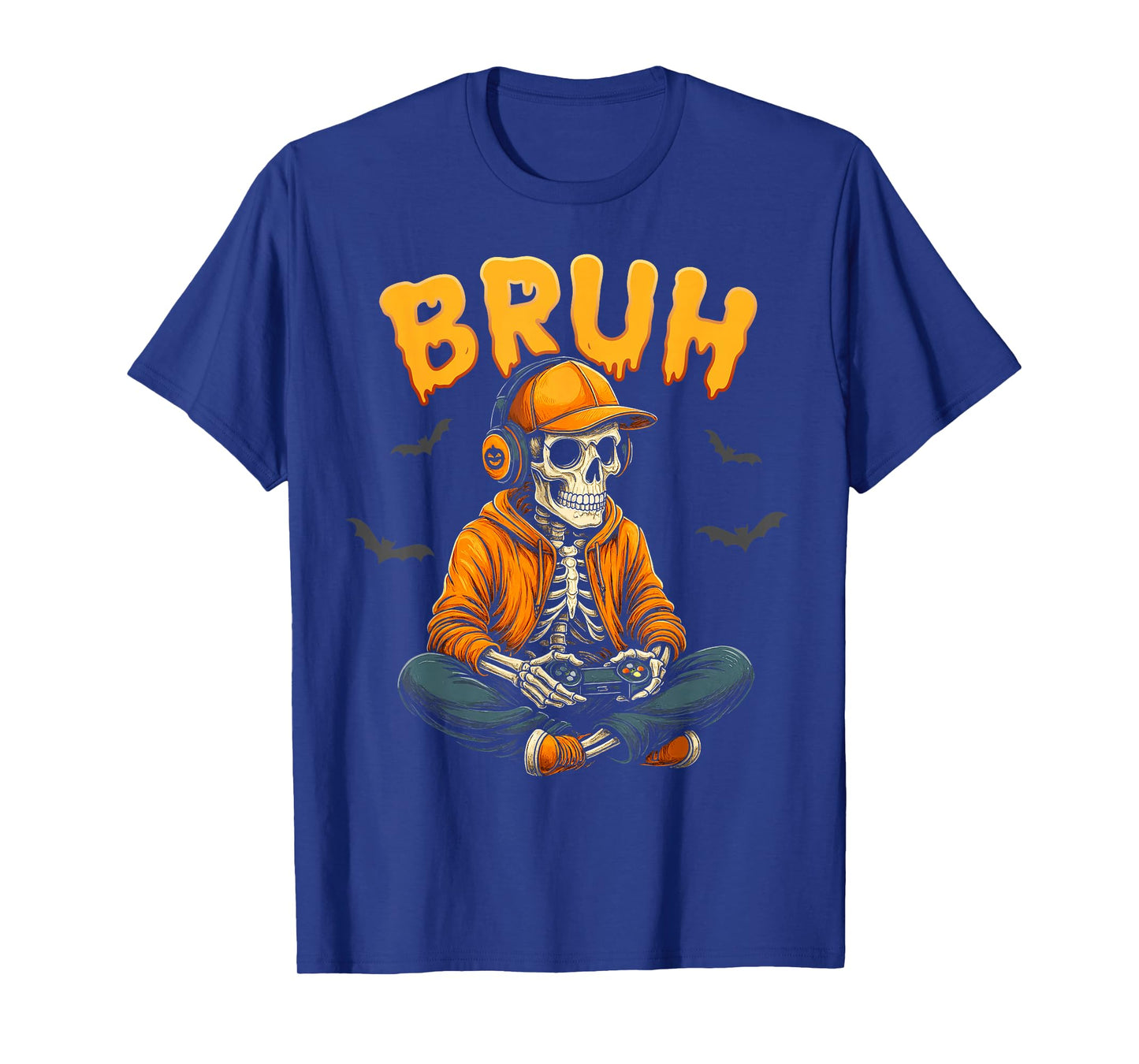Bruh Skeleton Gamer Video Halloween Gaming Boys Men Kids T-Shirt