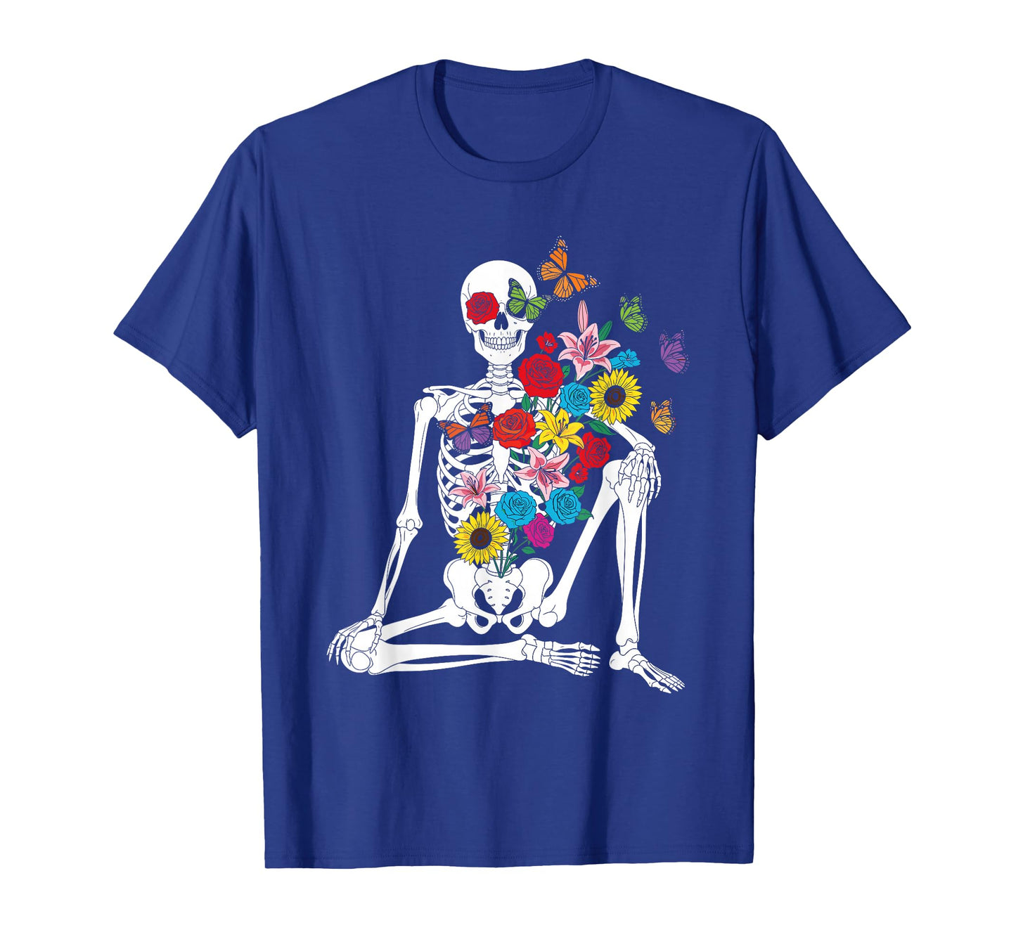 Skeleton with Flowers Halloween Costume for Men Women T-Shirt