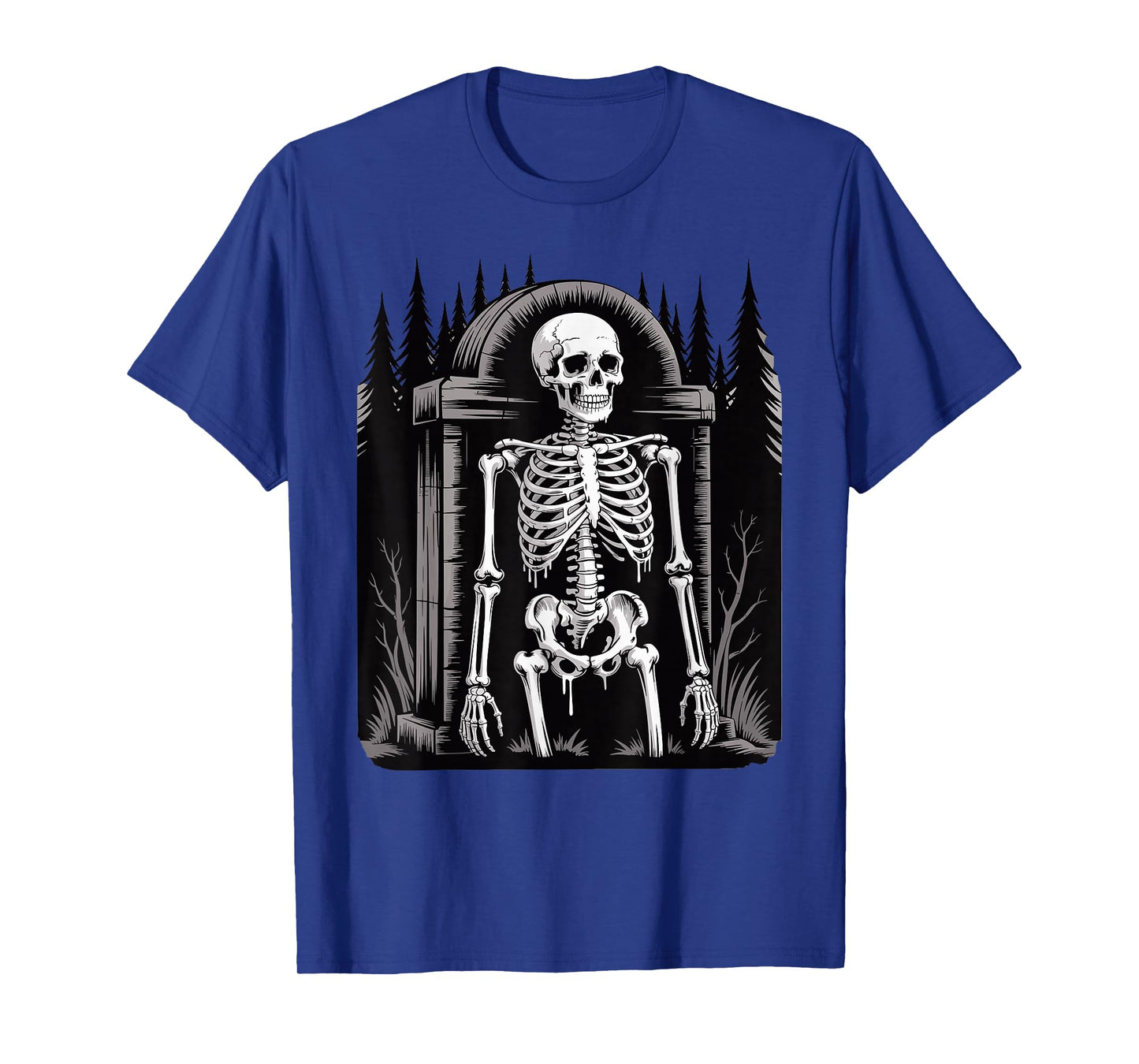 Skeleton in Haunted Forest Fantasy Horror Halloween T-Shirt