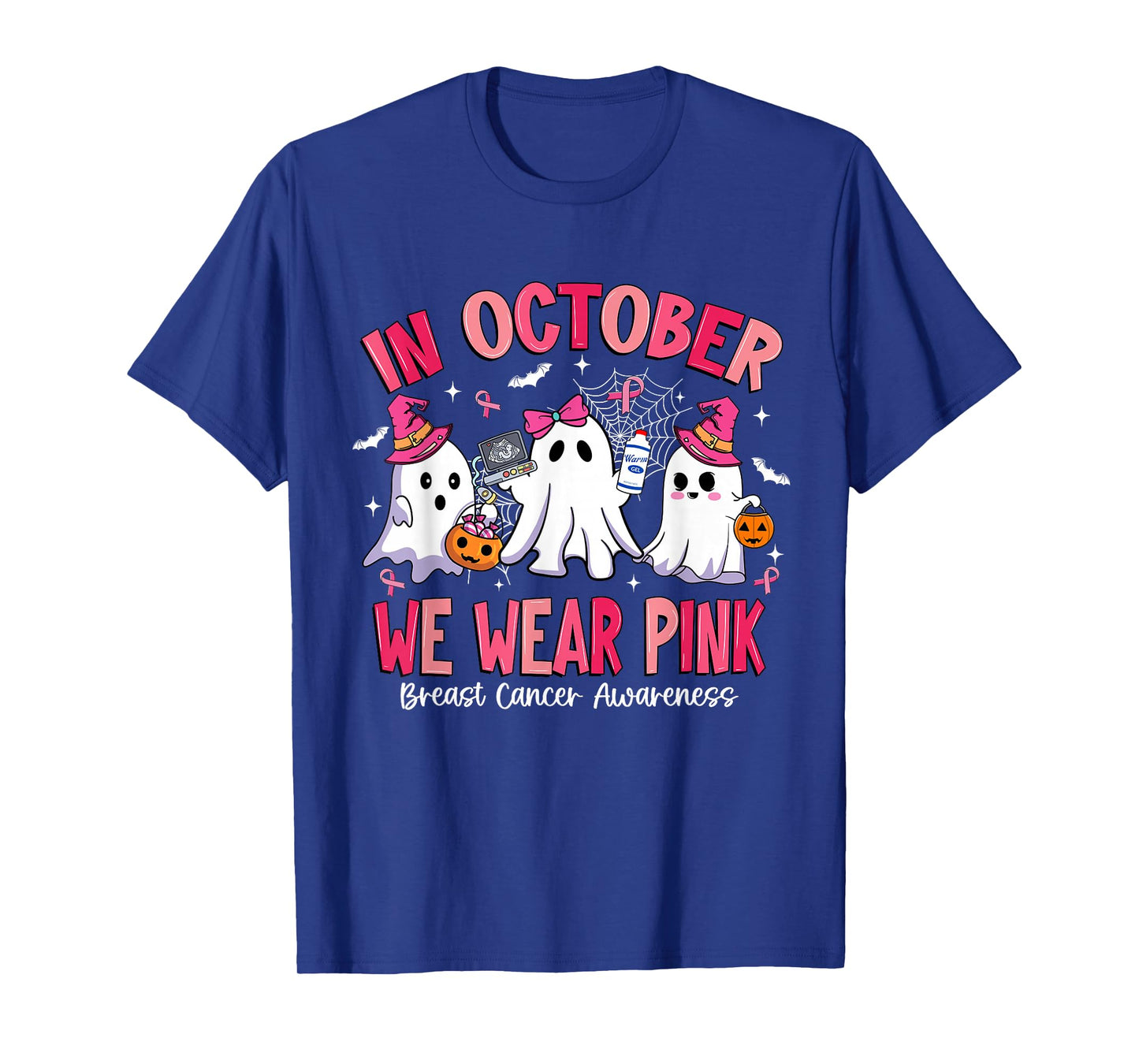 in October We Wear Pink Sonography Sonographer Breast Cancer T-Shirt