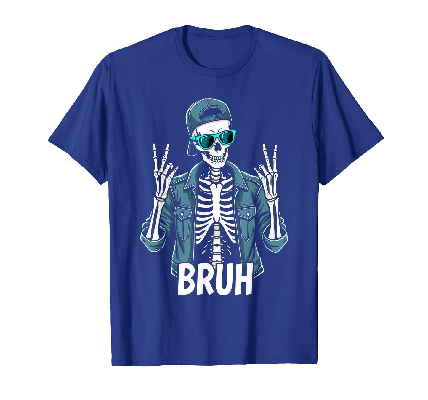 Cool Bruh Skeleton Rock On Halloween Men Teens Boys Kids T-Shirt