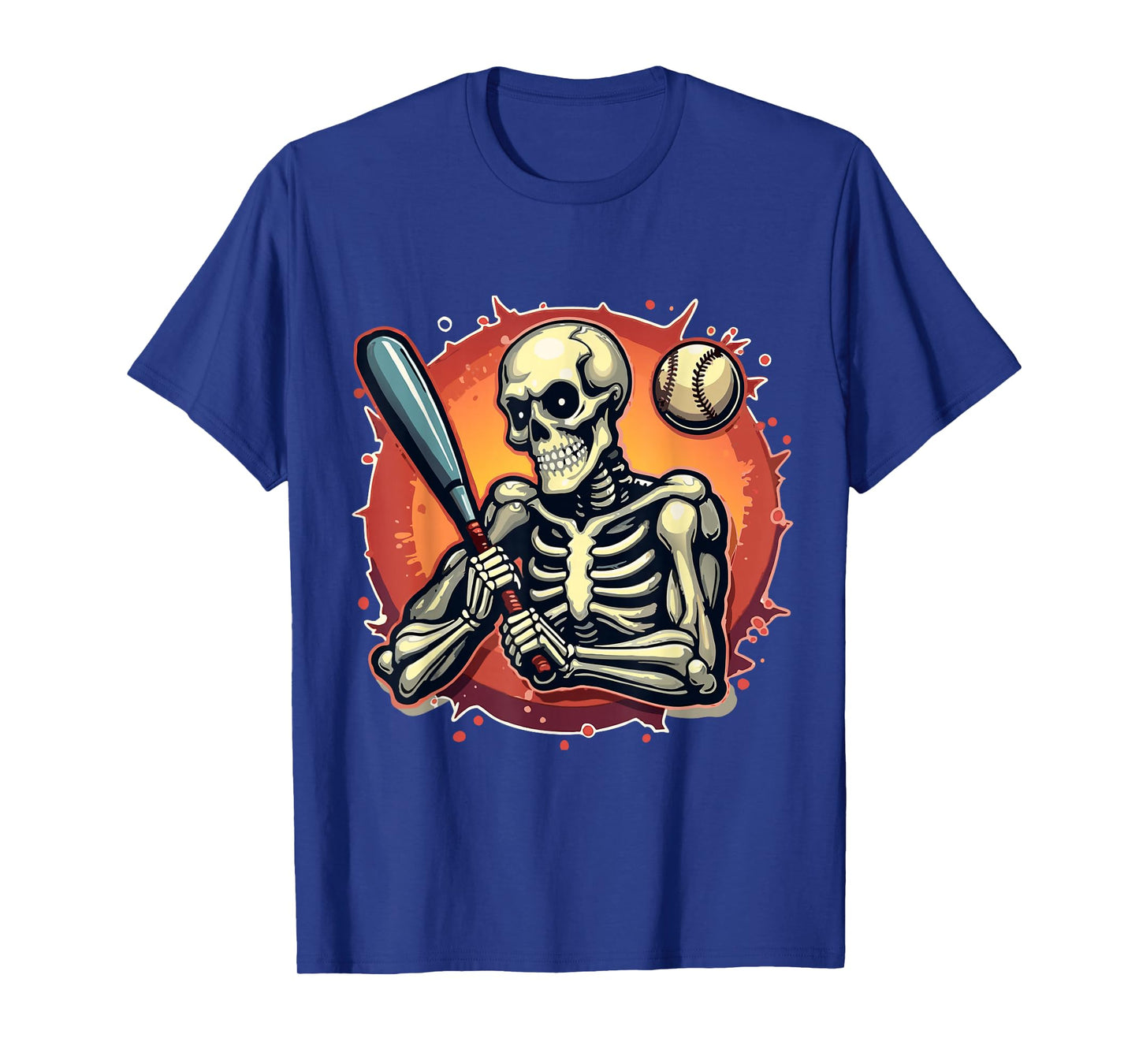Skeleton Batting Baseball Halloween Costume Funny Men Boys T-Shirt