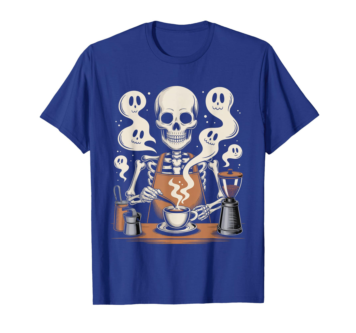 Barista Ghost Coffee Skeleton Spooky Halloween Coffee Maker T-Shirt