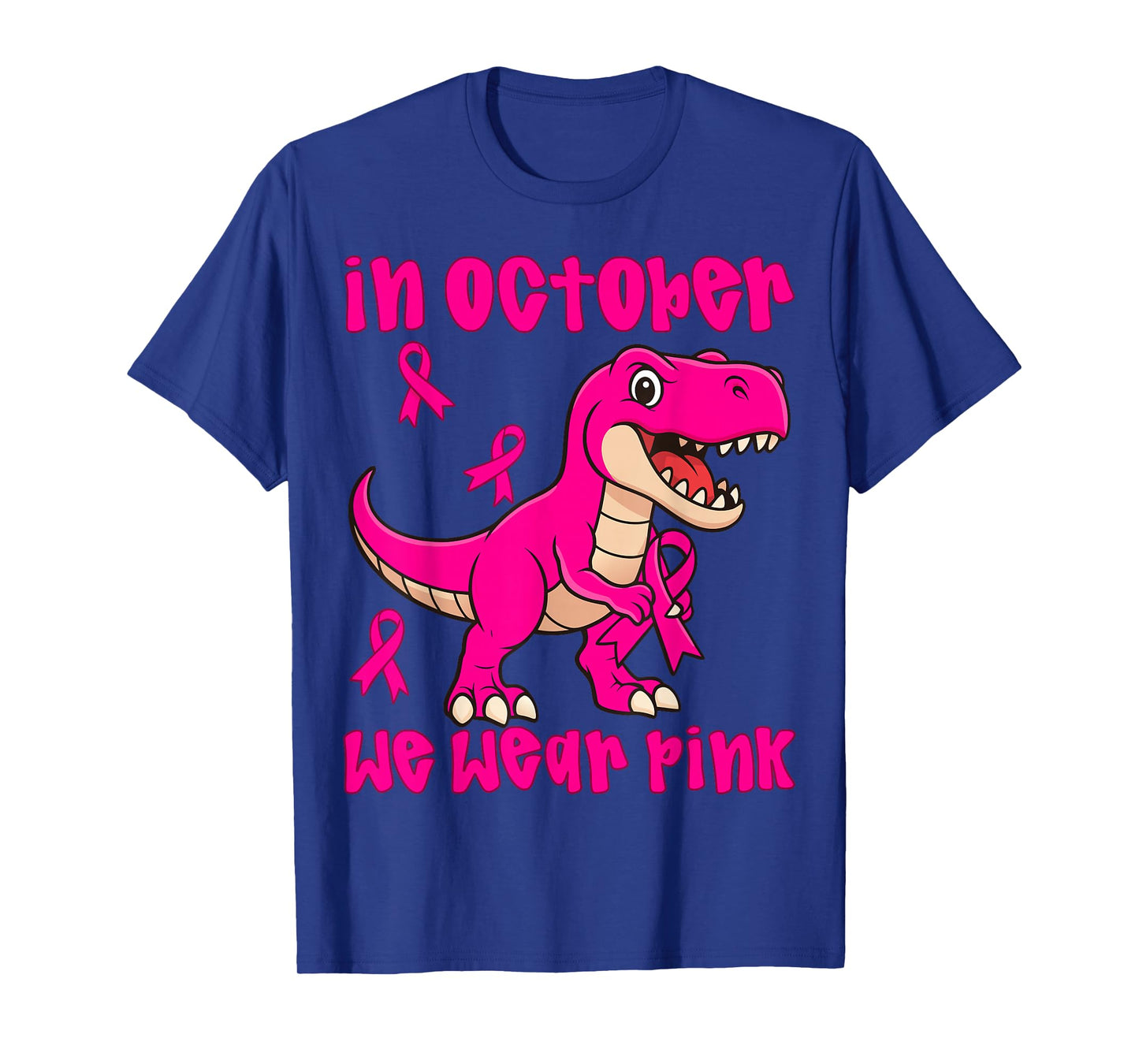 in October We Wear Pink Breast Cancer Trex for Boys Kids T-Shirt