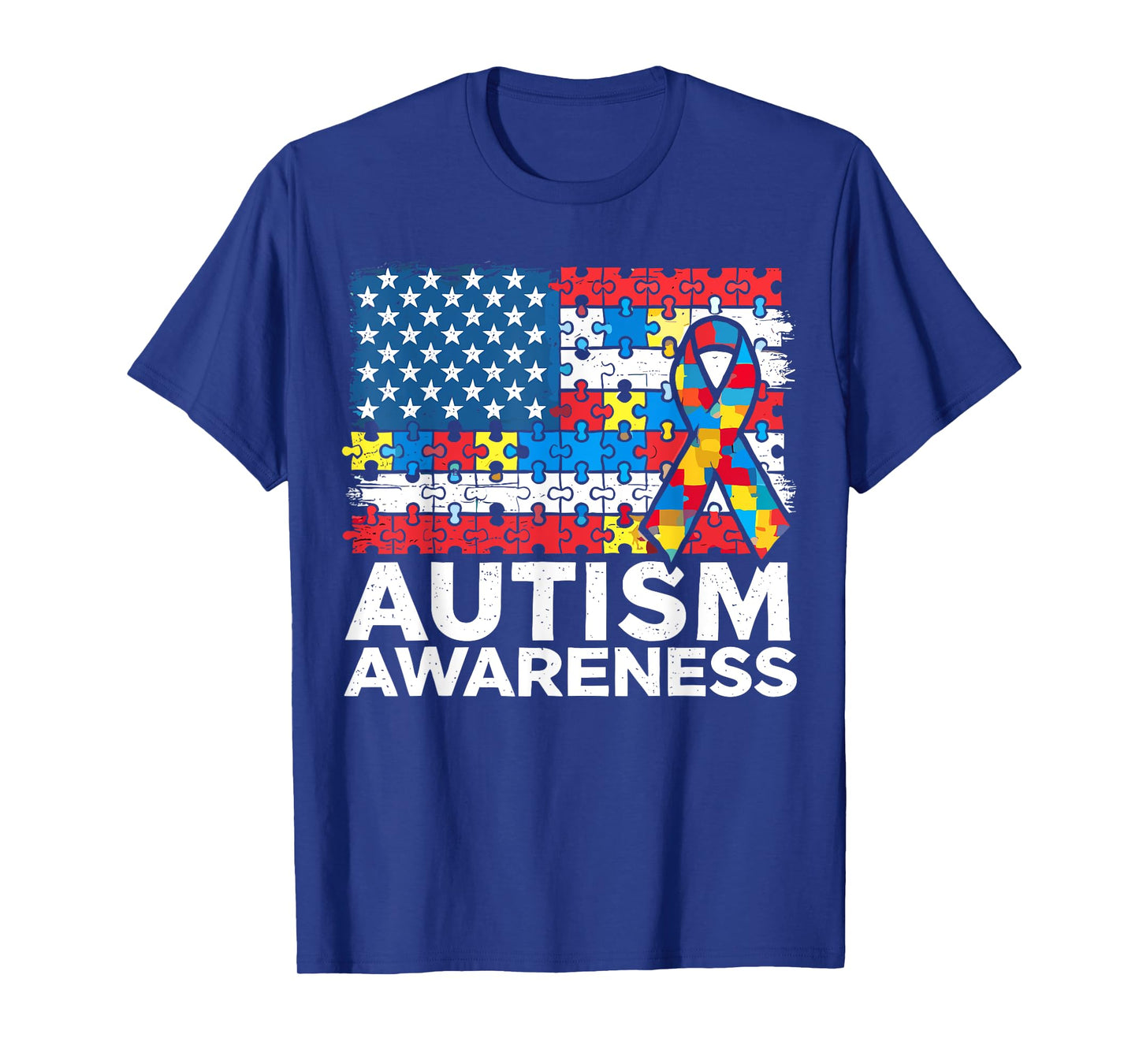 Autism Awareness Mom Dad USA flag Autism Awareness Month T-Shirt
