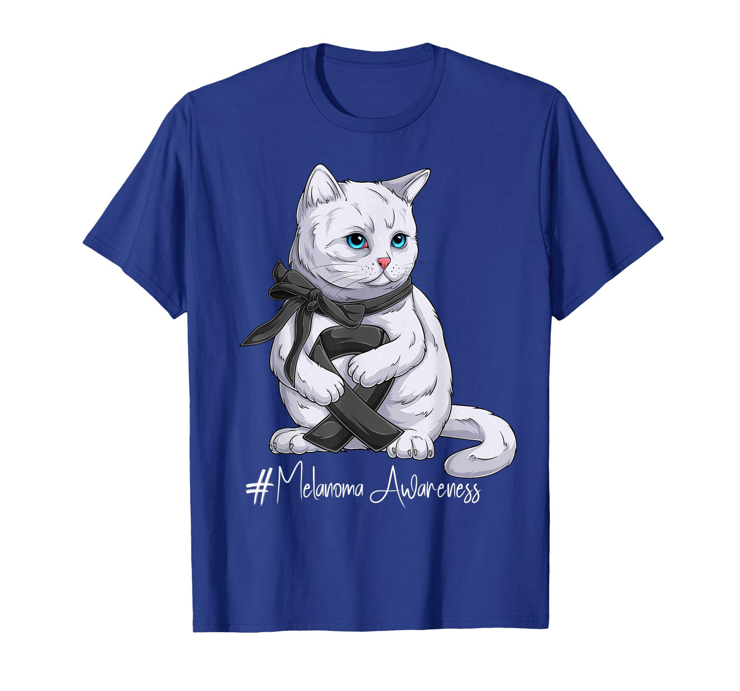 Melanoma Awareness Month Black Ribbon Cat T-Shirt