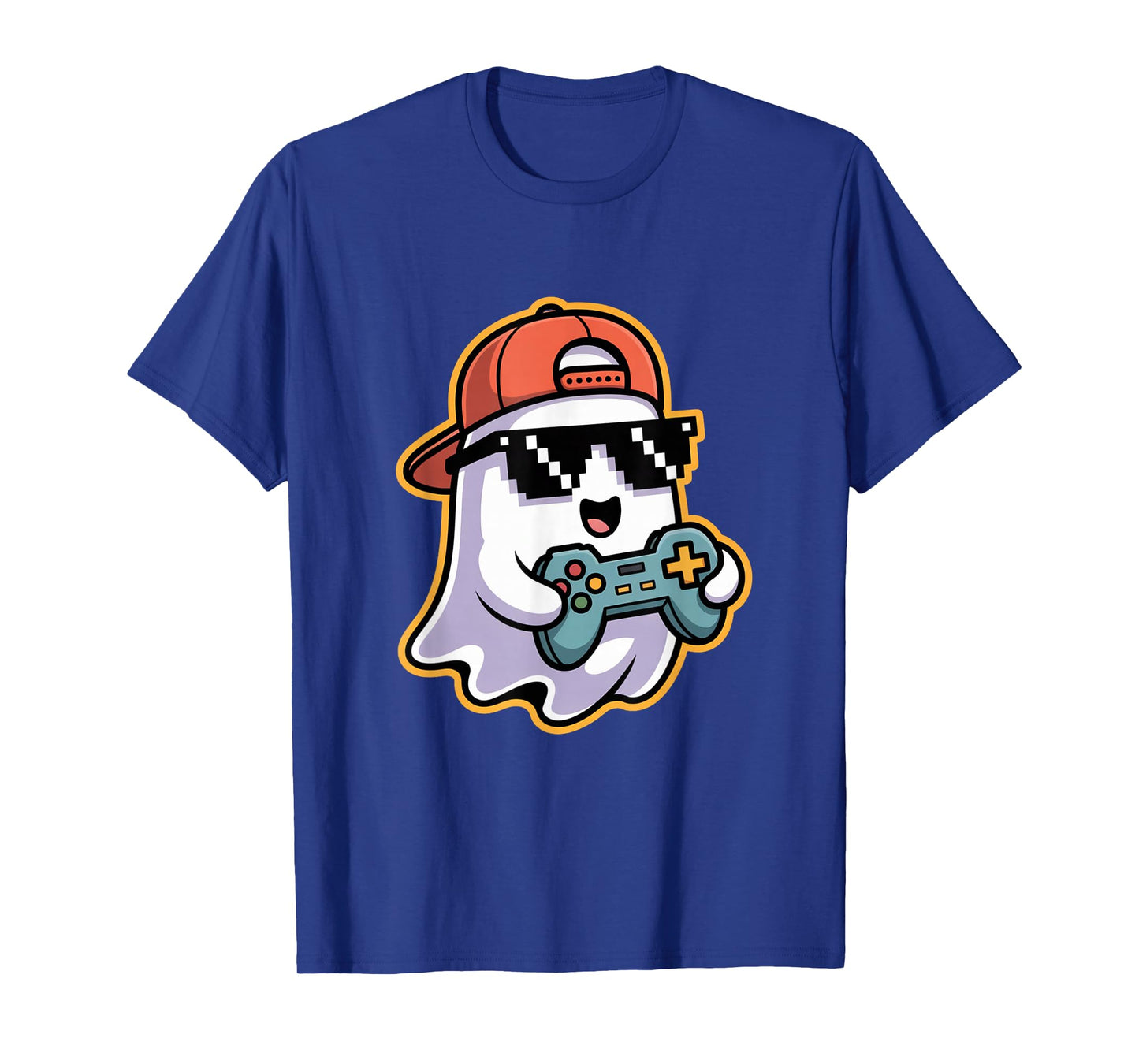 Halloween Ghost Gamer Funny Pixel Video Gaming Boys Men Kids T-Shirt