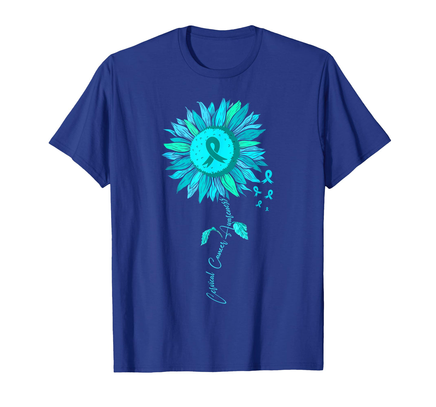 Cervical Cancer Awareness Sunflower Teal Ribbon T-Shirt