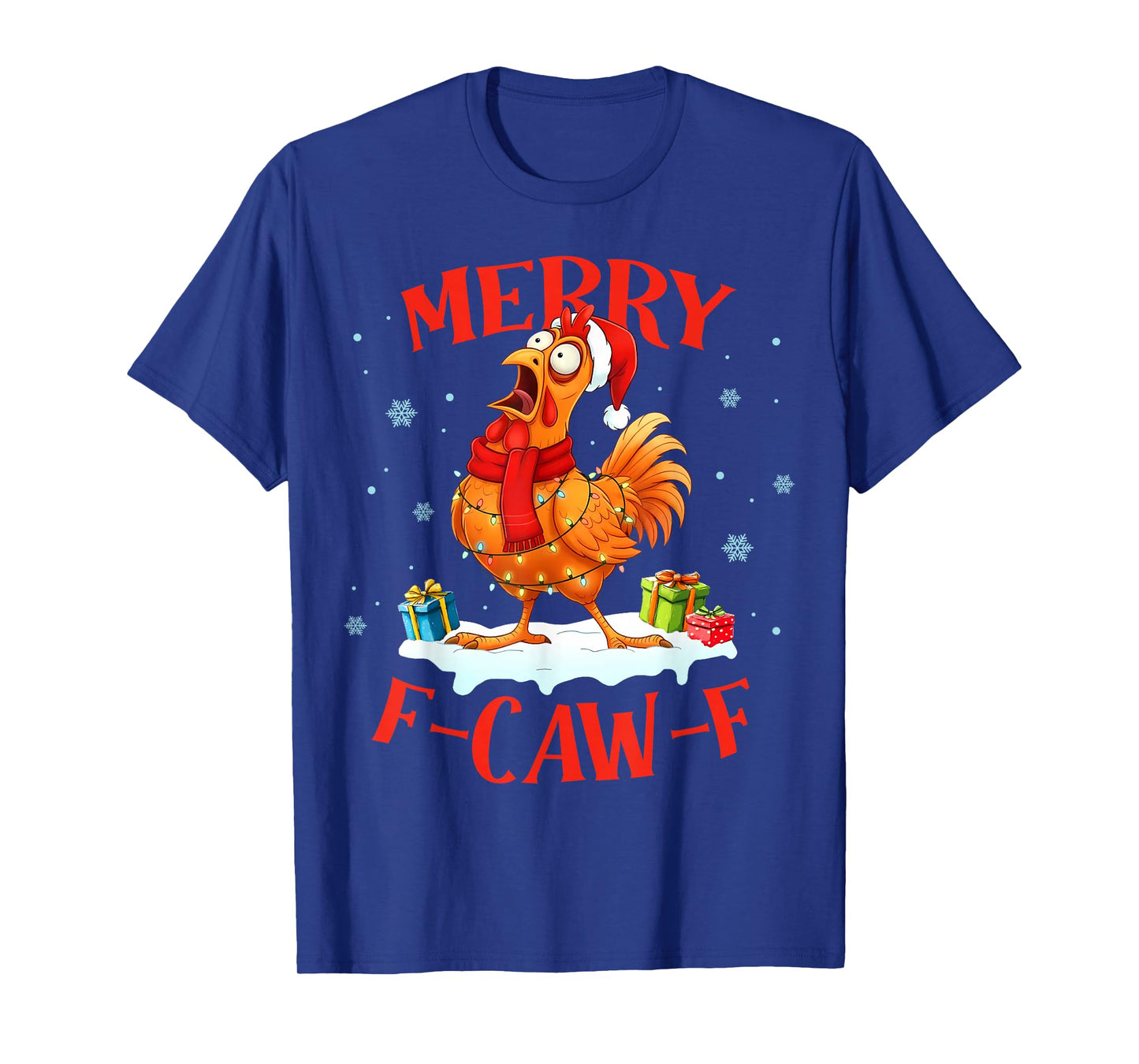 Funny F Caw F Chicken Rooster Cawing Christmas Santa Hat T-Shirt