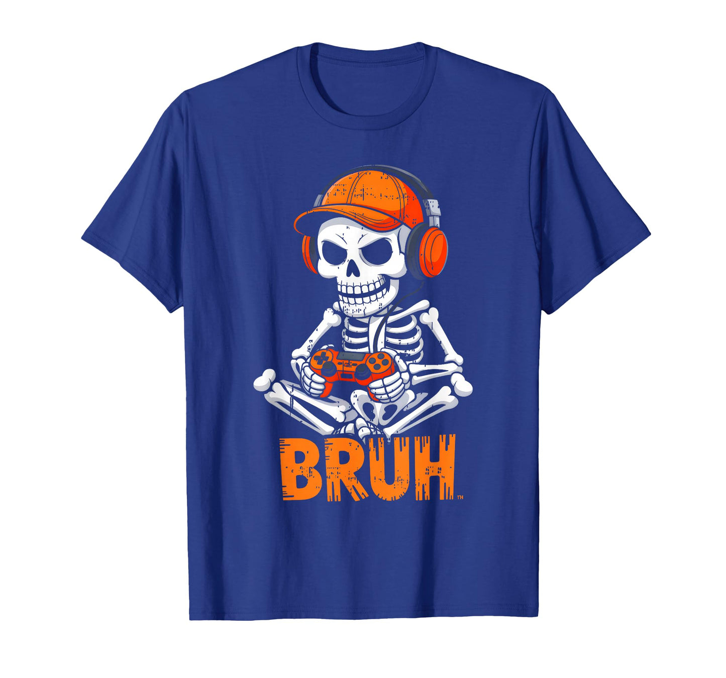 Bruh Halloween Boys Kids Gamer Mens Skeleton Video Gaming T-Shirt