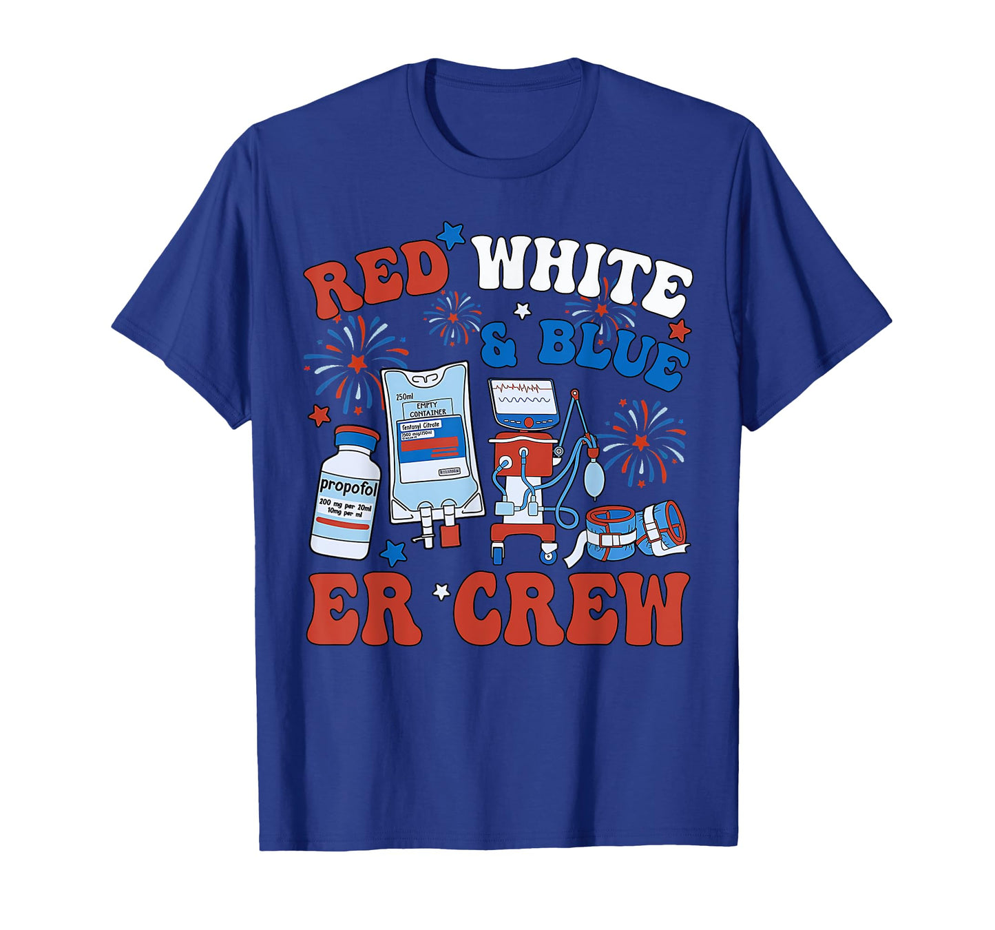 Red White & Blue ER Crew Funny Nurse Emergency 4th Of July T-Shirt