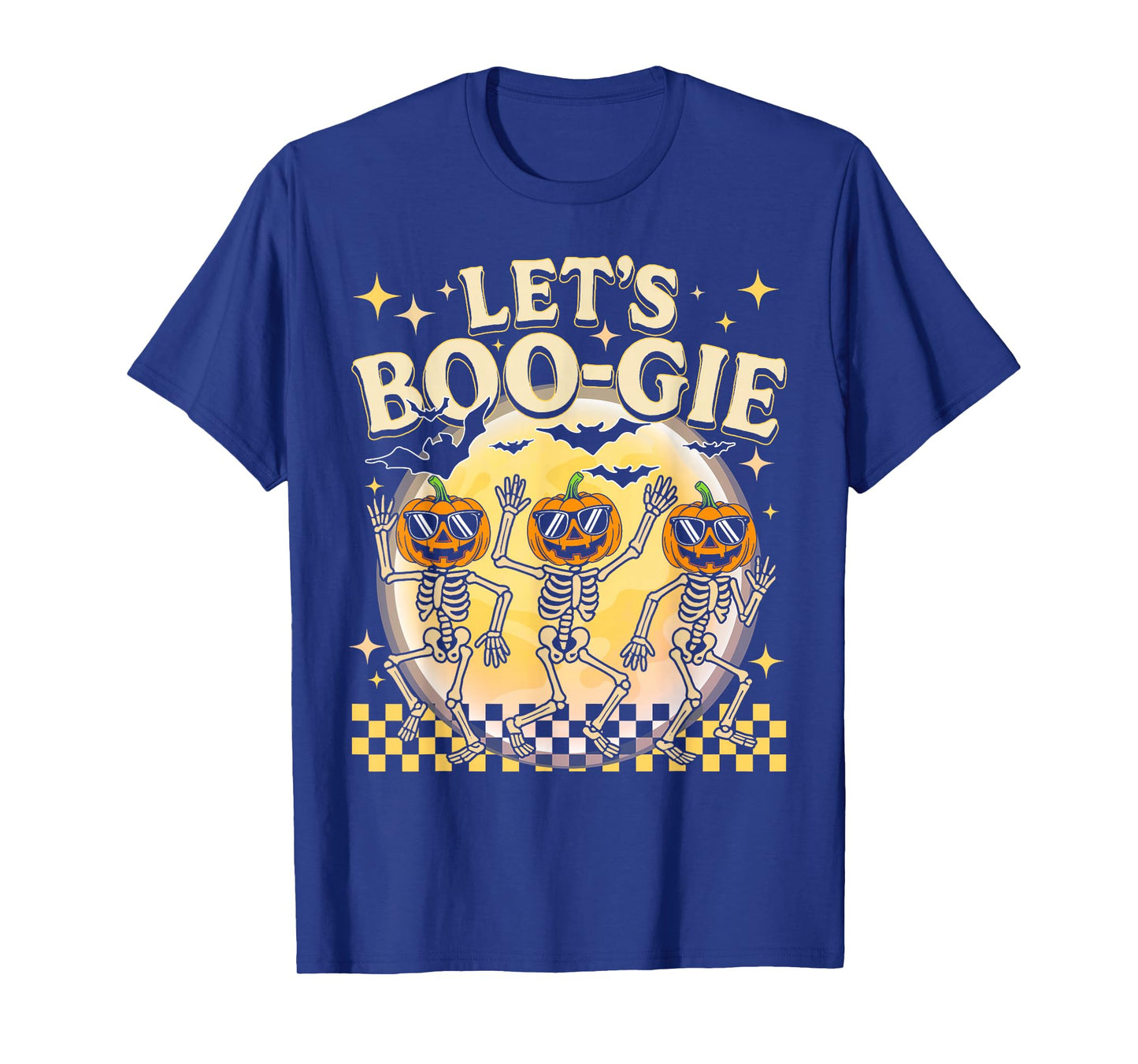 Lets Boo gie Pumpkin Skeleton Retro Halloween Costume T-Shirt