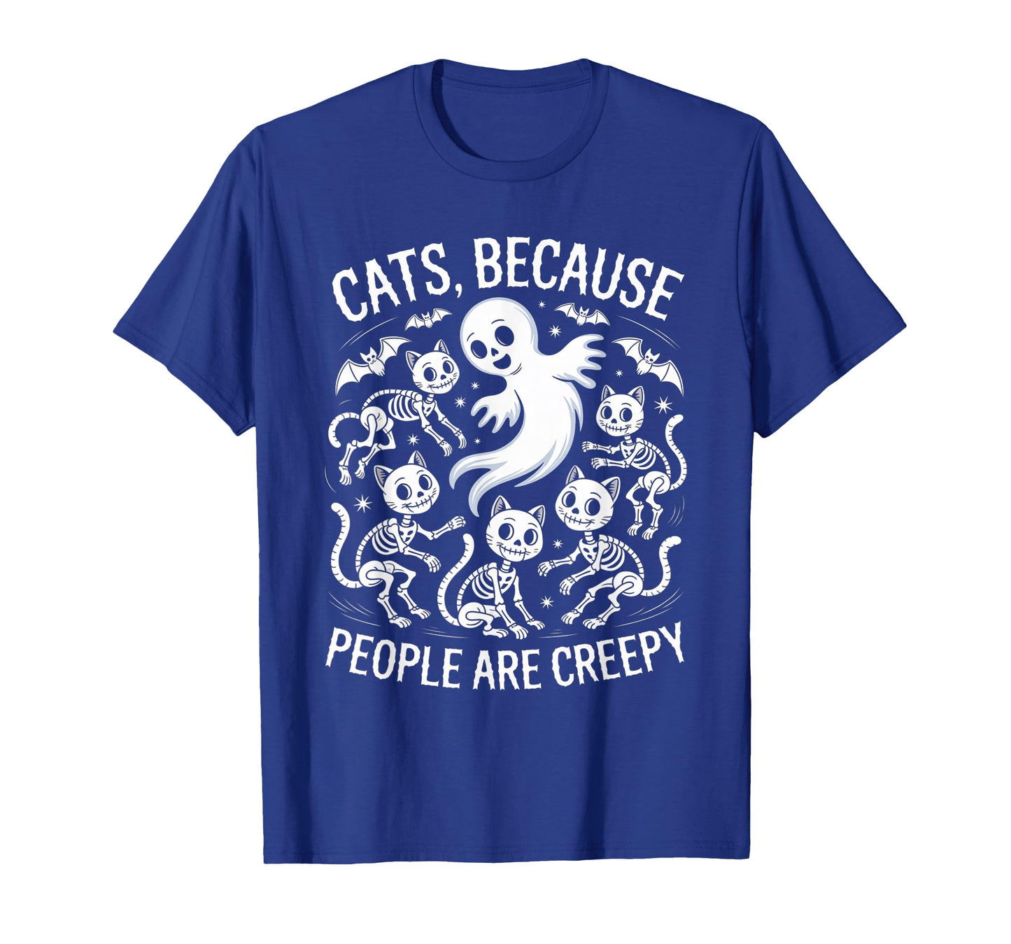 Cats Because People are Creepy Ghost Halloween Cat Mom Kids T-Shirt