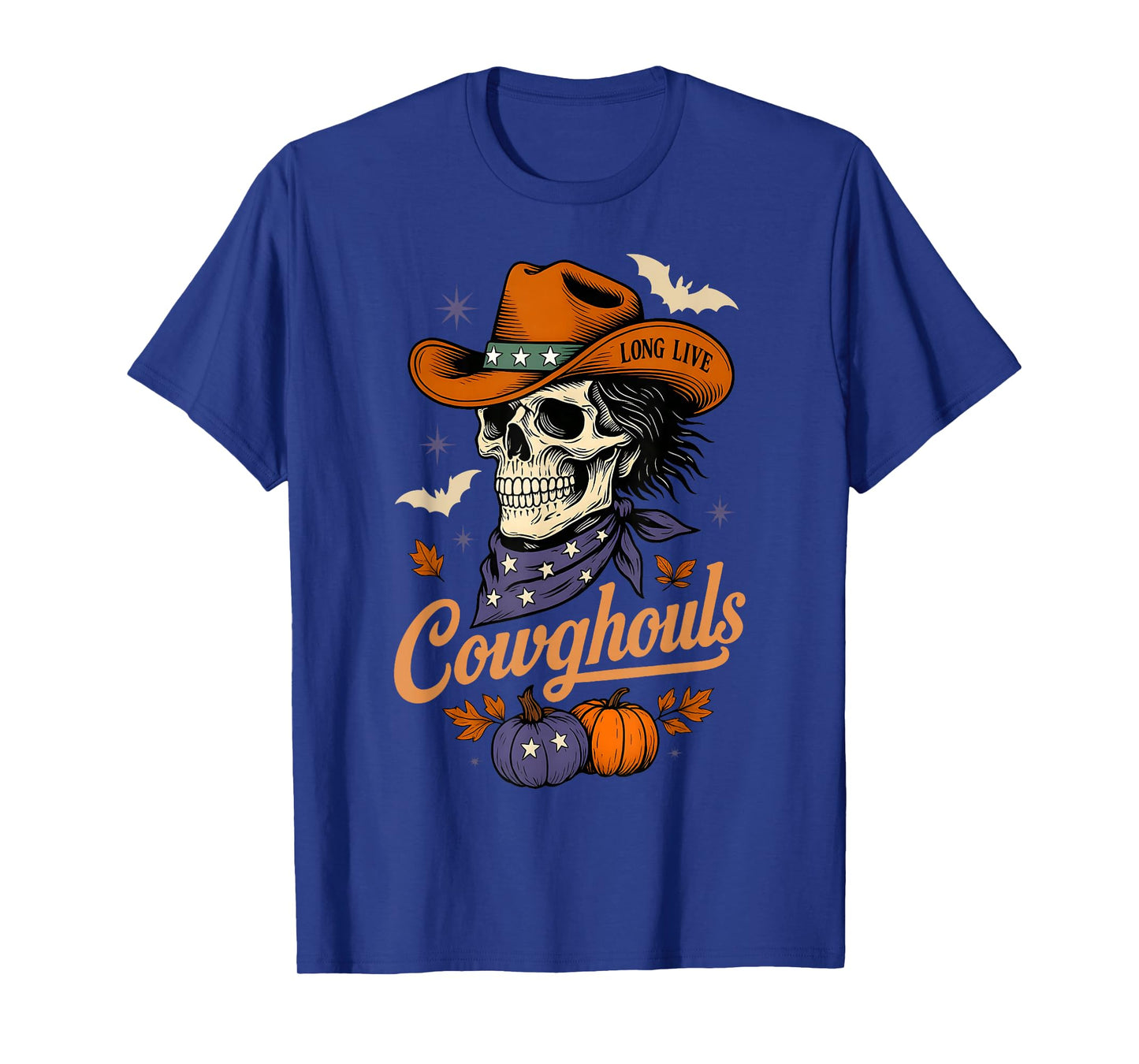 Cowghouls Long Live Halloween Skeleton Cowboy Western Ghost T-Shirt