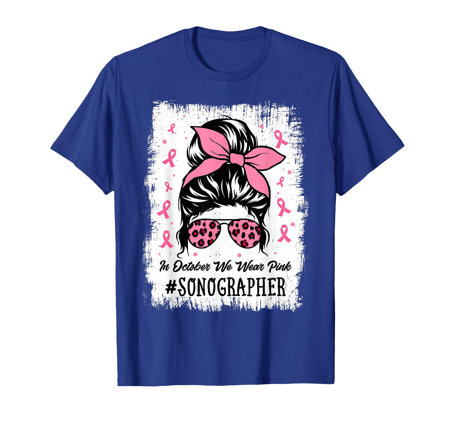 Sonographer In October We Wear Pink Women Breast Cancer T-Shirt