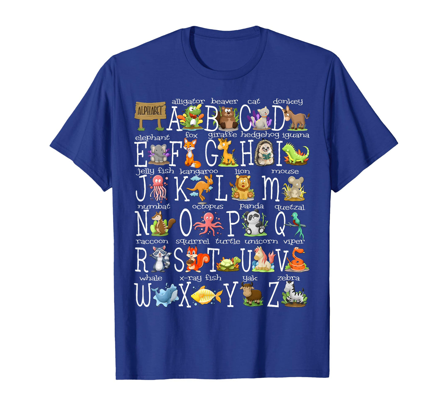 Back to School Kids Cute Animals A-Z Alphabet ABCs Teacher T-Shirt