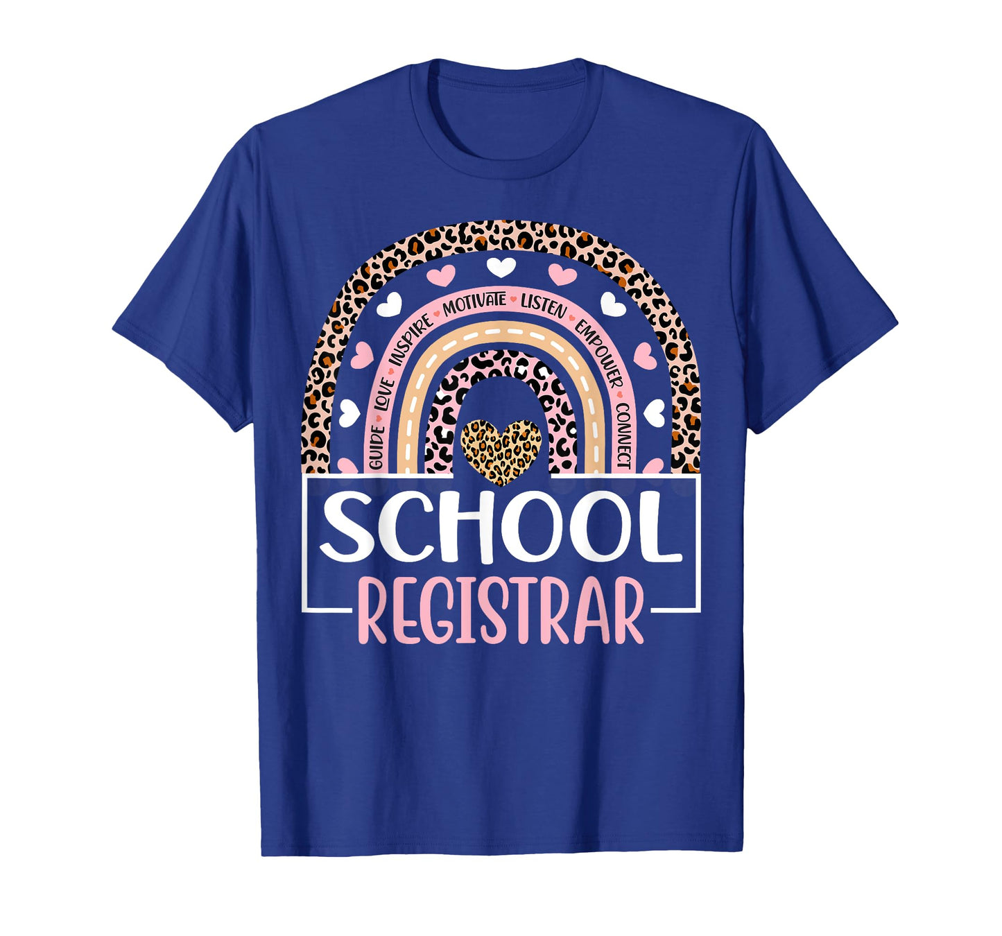 Funny School Registrar Rainbow Leopard Print Registrar T-Shirt