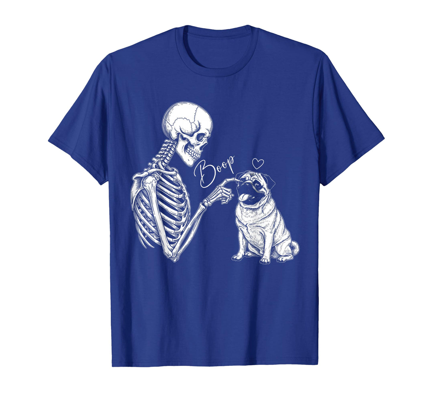 Cute Pug Spooky Boop Skeleton Hand Touch Nose Pug Halloween T-Shirt