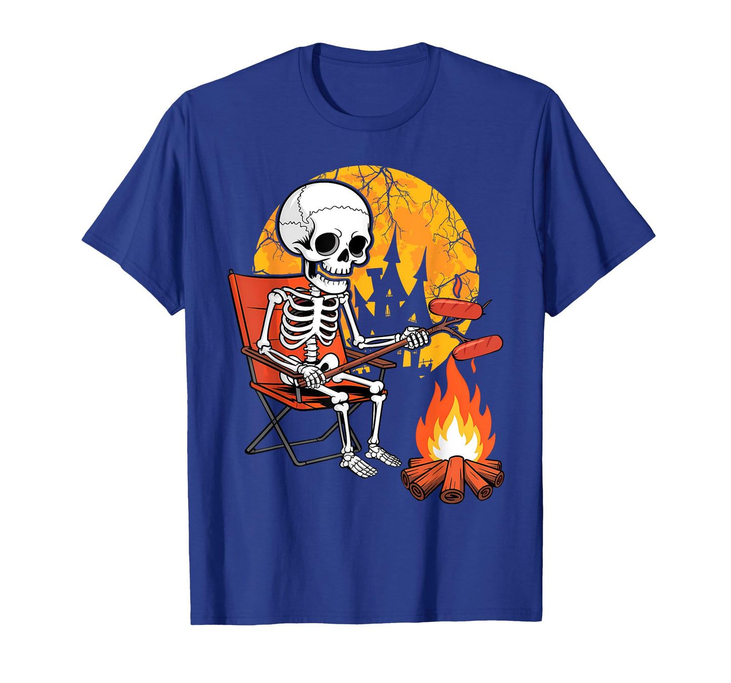 Skeleton Camping Halloween Campfire Hiking T-Shirt