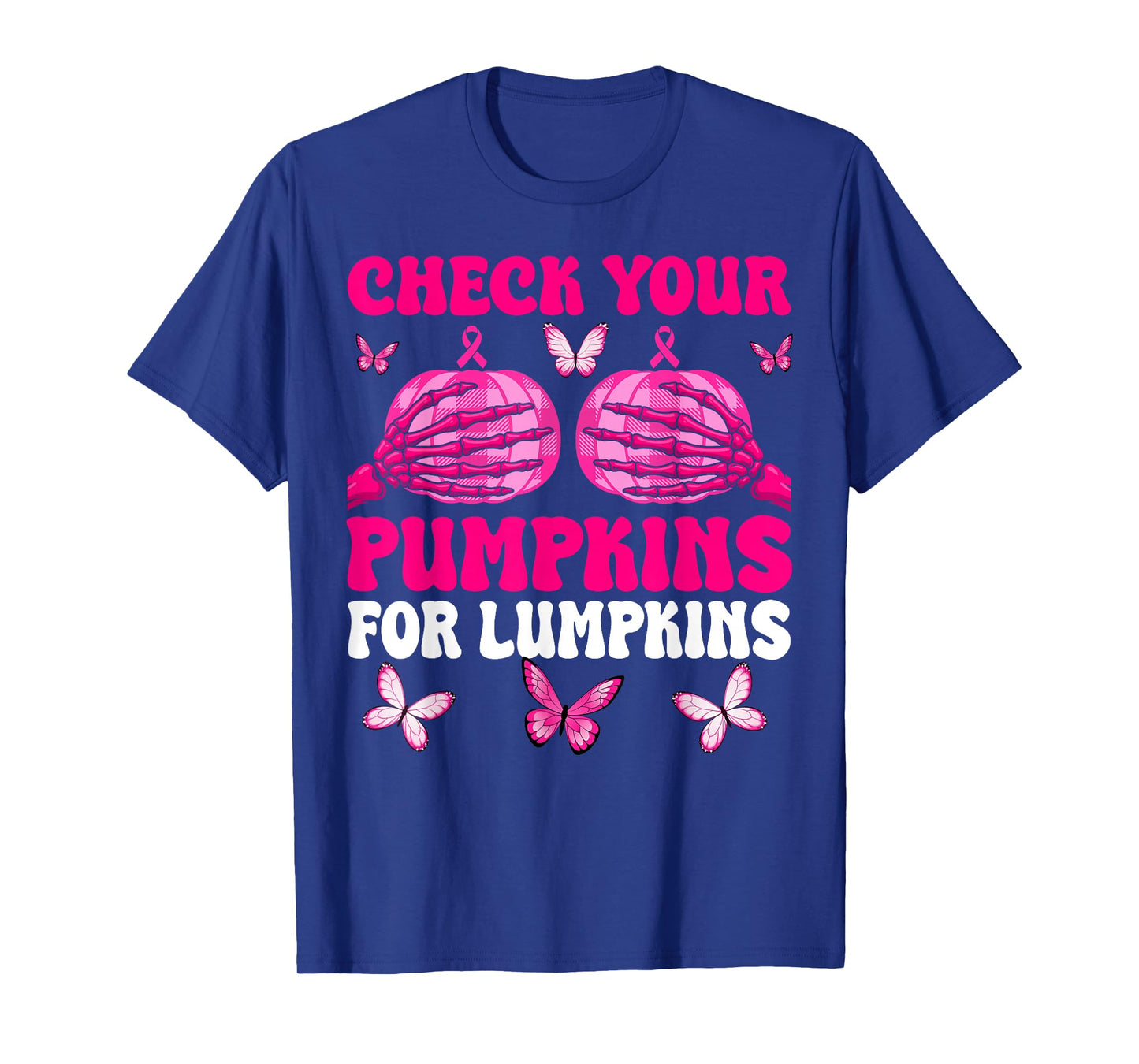 Check Your Pumpkins Breast Cancer Awareness Halloween Women T-Shirt