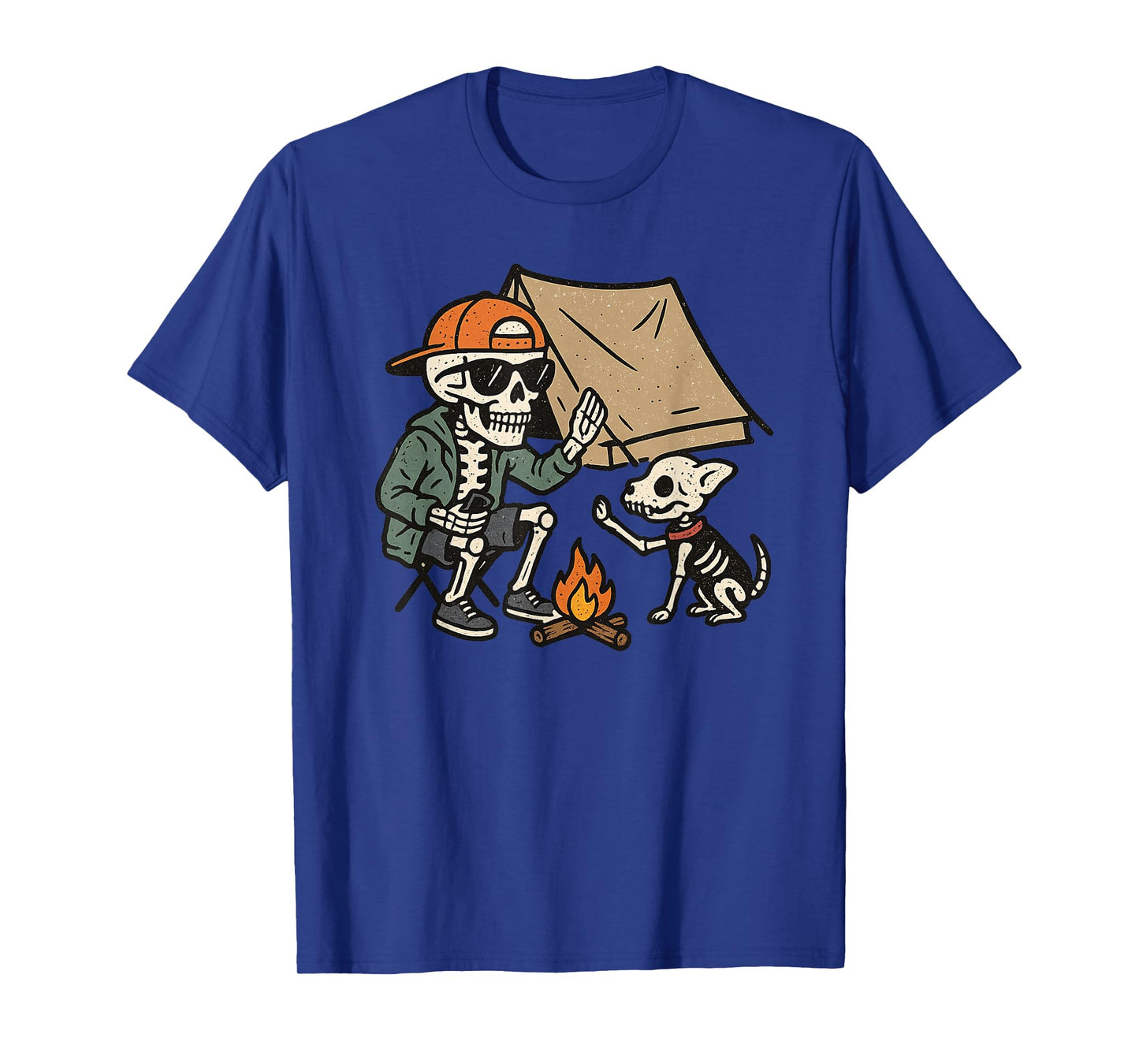 Vintage Halloween Skeleton Camping Funny Spooky Costume T-Shirt