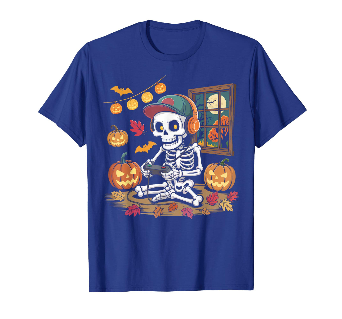 Halloween Skeleton Gamer Bruh Funny Video Gaming Boys Kids T-Shirt