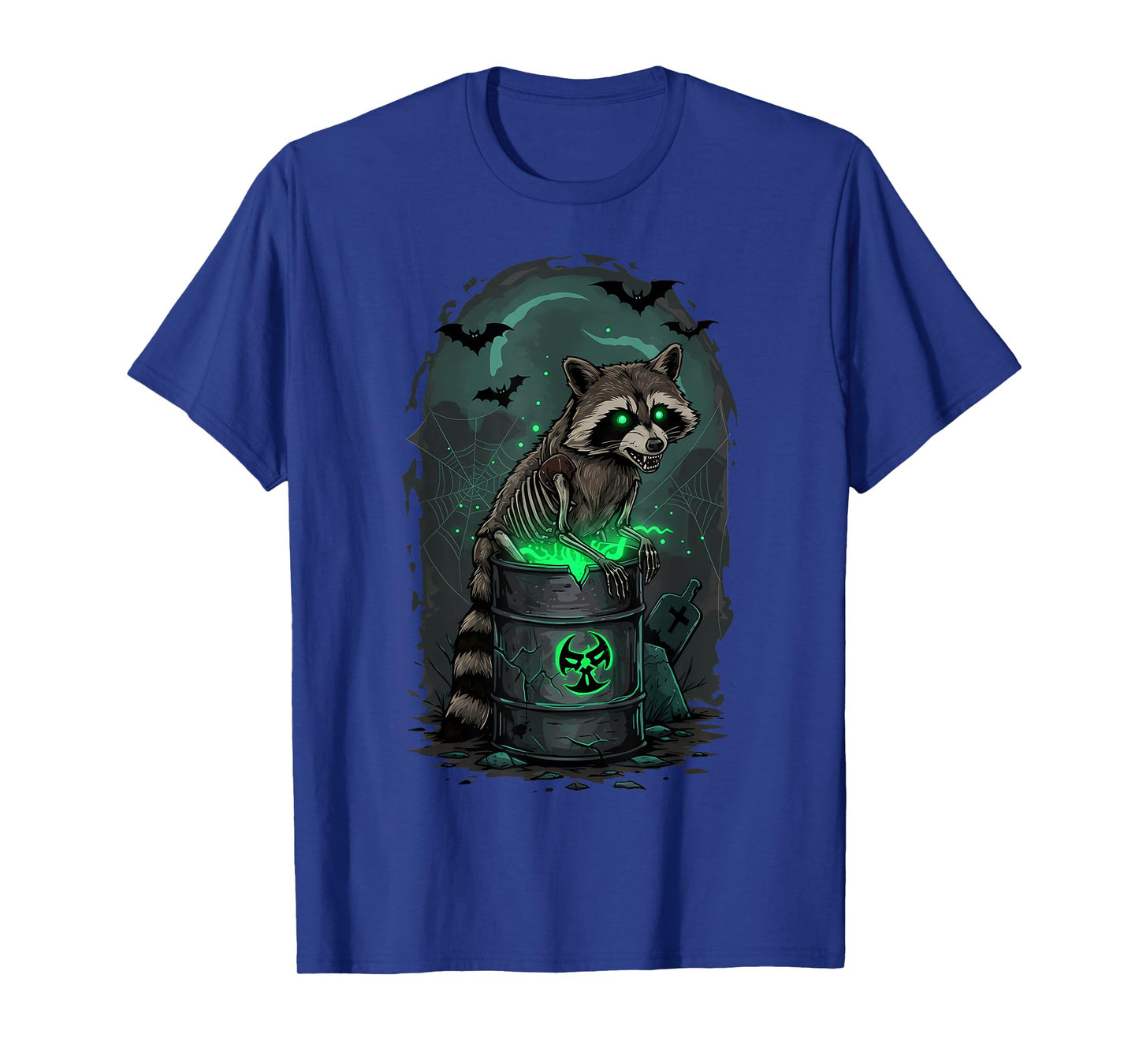 Radioactive Raccoon Skeleton Halloween Eerie Design T-Shirt