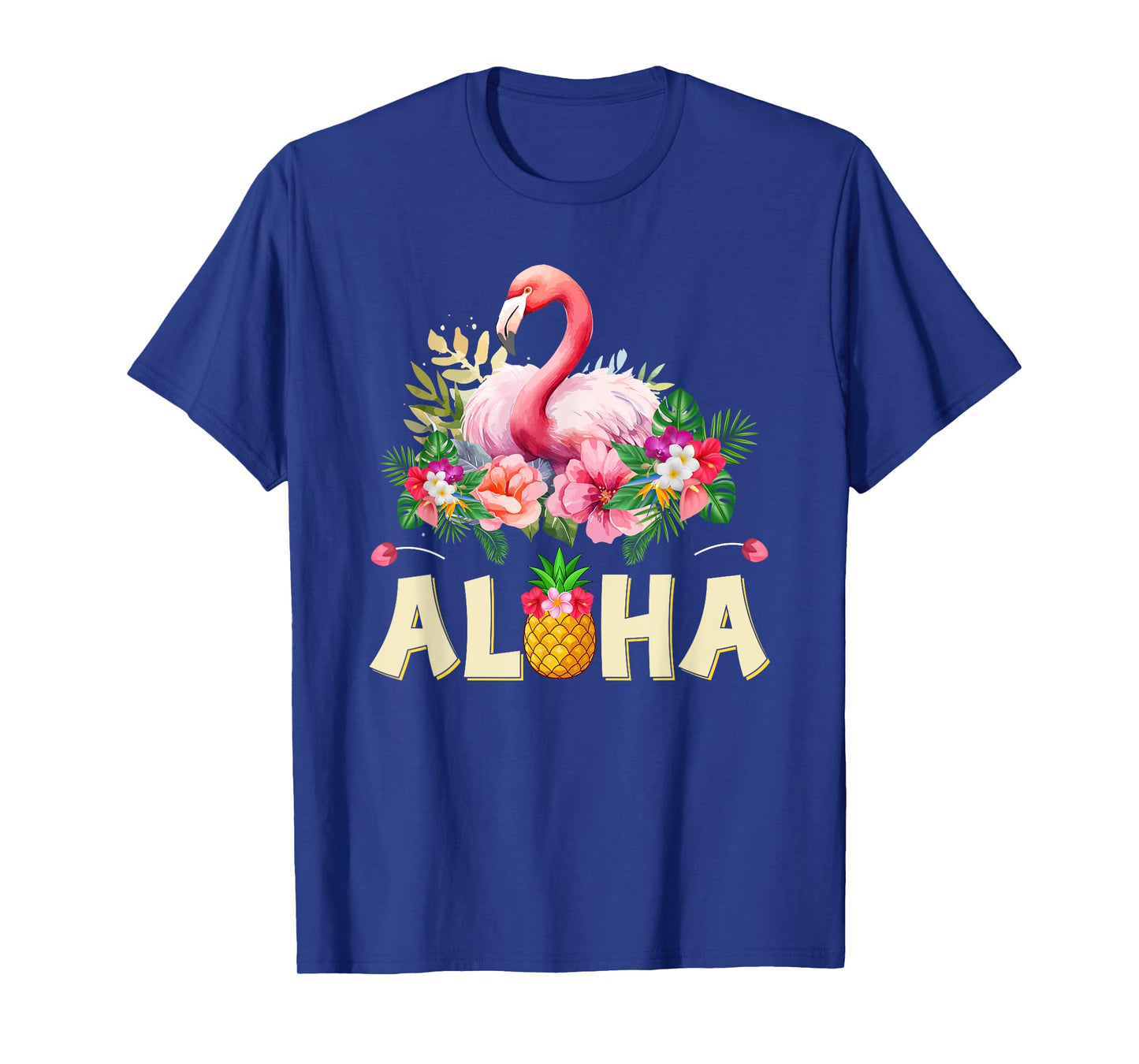 Aloha Flamingo Pineapple Hawaiin Tropical Beach Summer T-Shirt