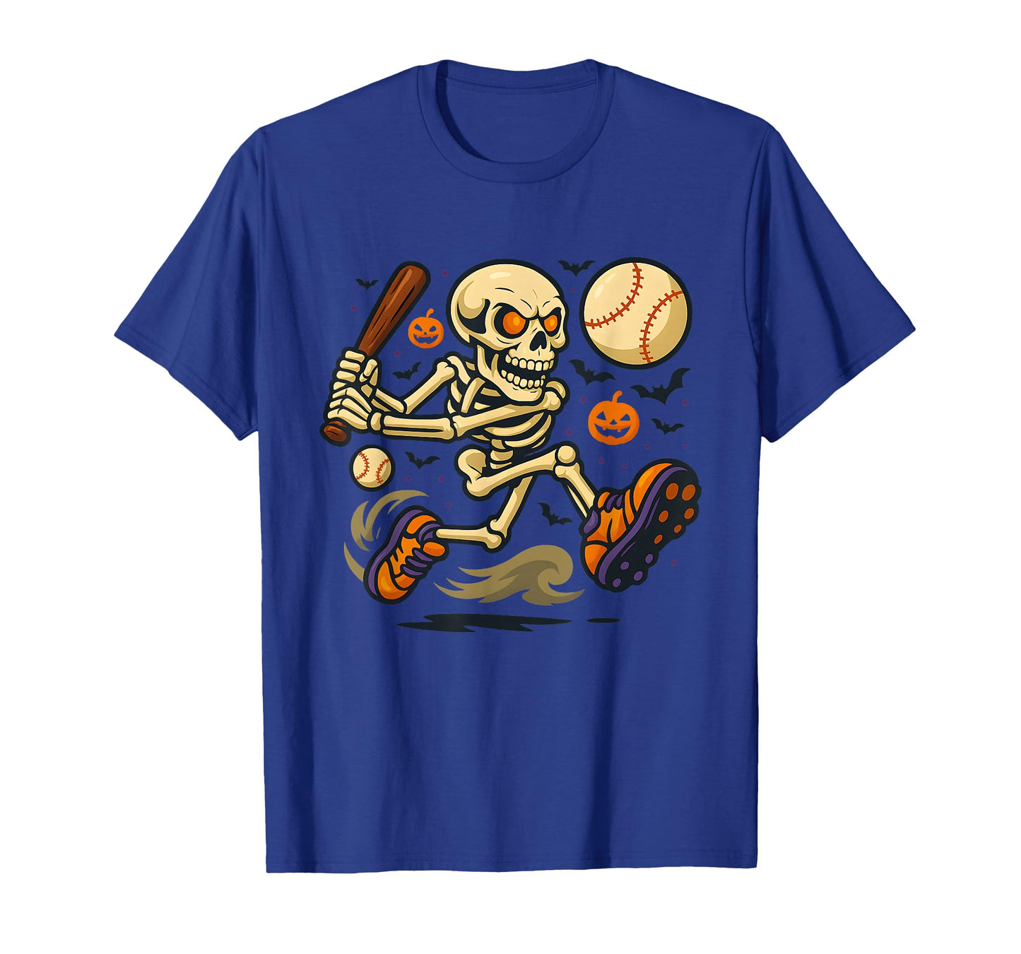 Halloween Skeleton Sports Player Funny Baseball Boys Men T-Shirt